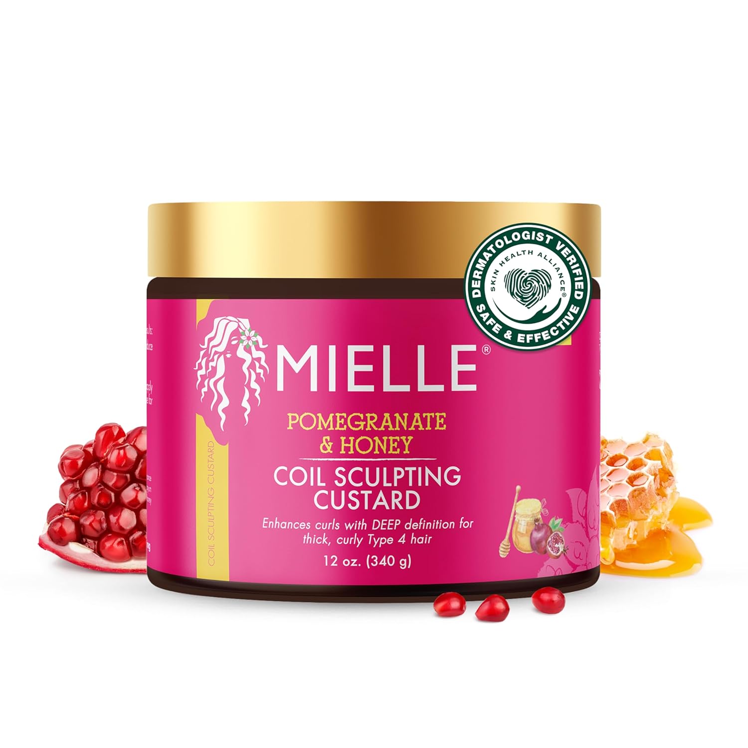 Mielle Organics Pomegranate & Honey Sculpting Custard, Natural Styling Cream Plus Moisture, Curl, Wave, & Coil Definition, Treatment for Natural or Relaxed Type 4 Hair (12 Fl Oz)