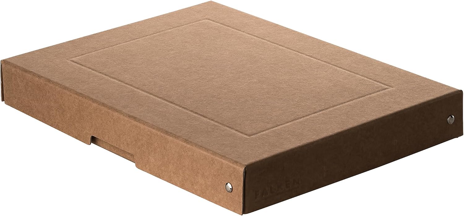 FALKEN Original PureBox Nature. Made in Germany, 40 mm high, DIN A4. Storage box with lid made of sturdy cardboard, vegan gift box, transport box, all-purpose box, Brown