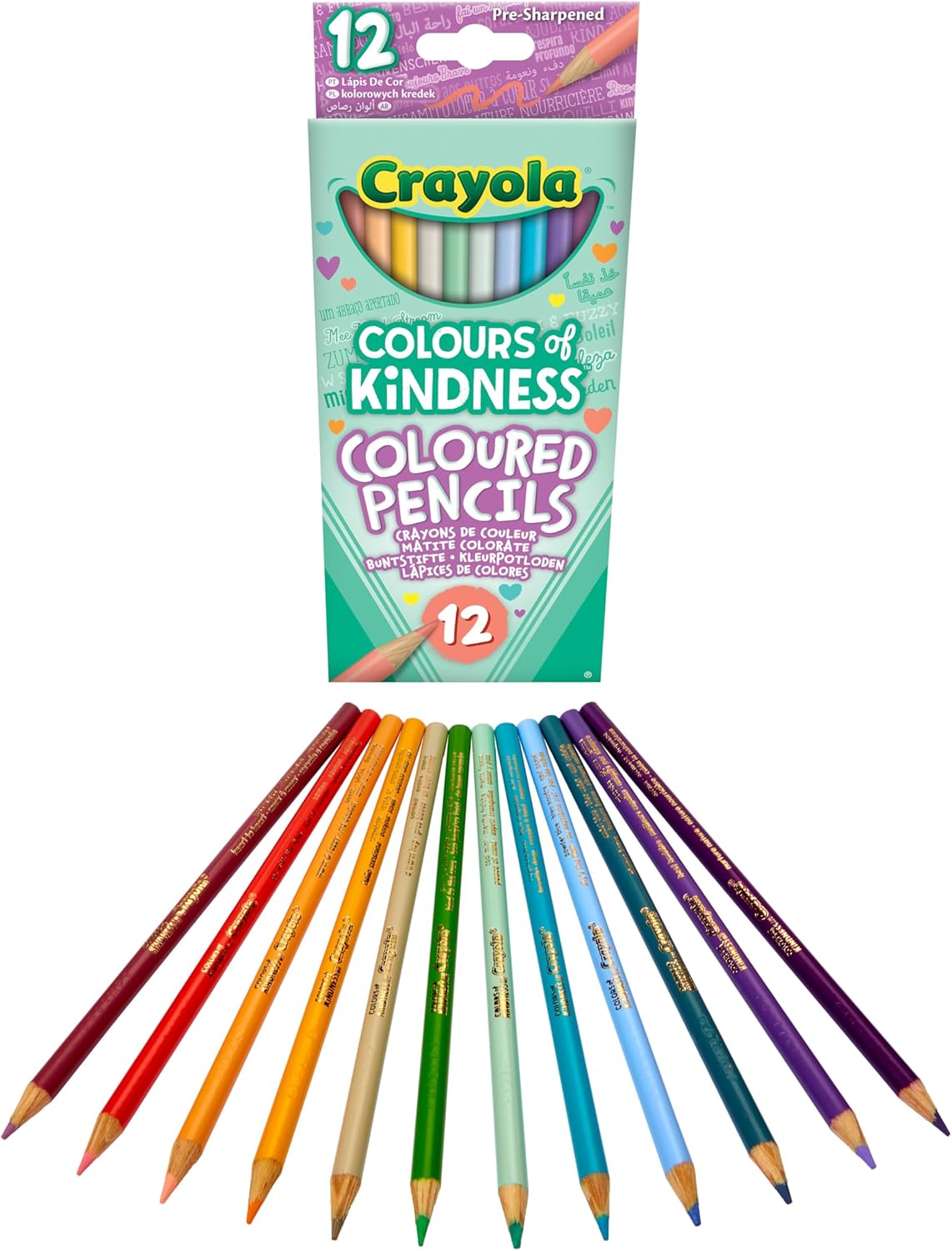 CRAYOLA Colours of Kindness Pencils Age 3+ - Assorted Colours (Pack of 12) | Colours That Represent Good Feelings | Ideal for Kids Aged 3+, pastel-coloured