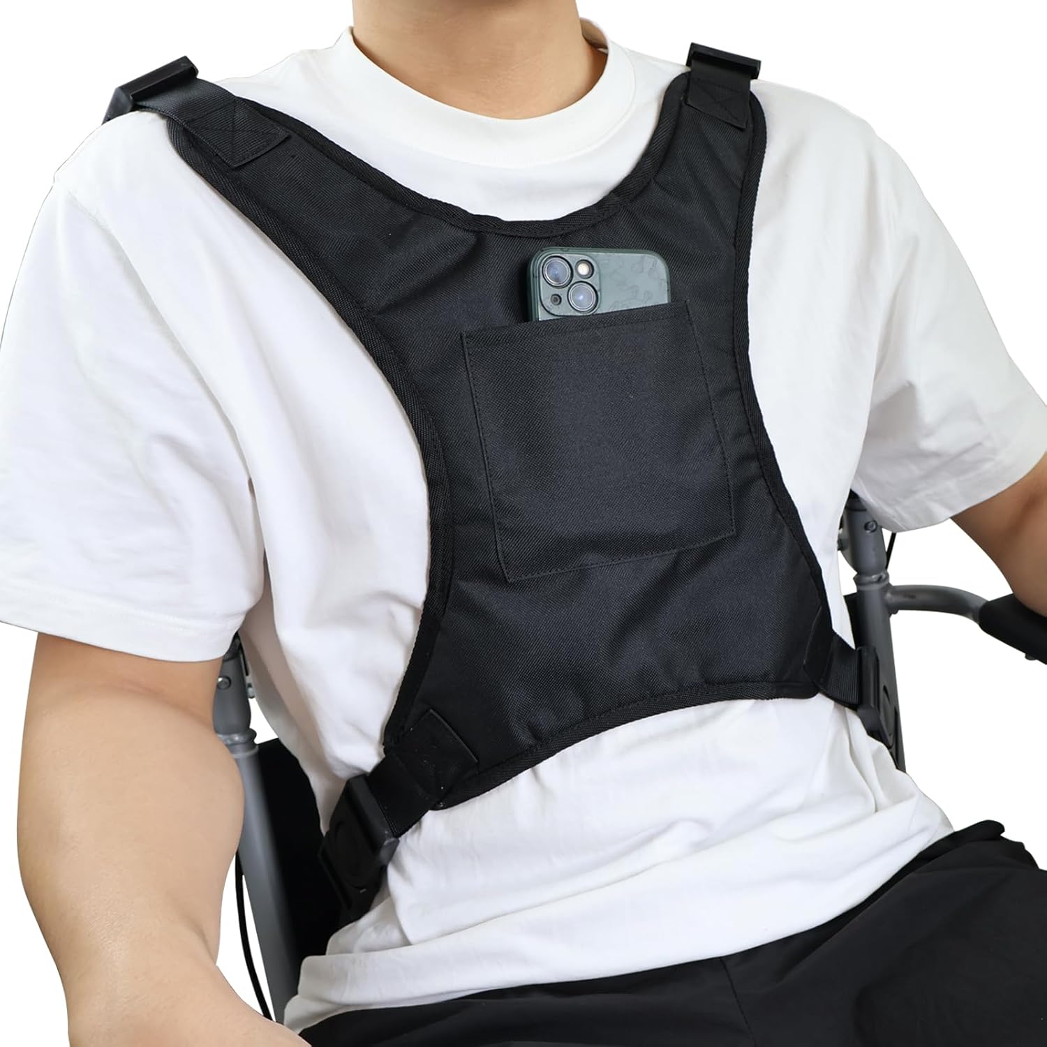 POONGURY Wheelchair Seat Belt, Torso Support Vest Harness, Wheelchair Harness for Adults, Safety Belt for Elderly, Vest Soft Chest with Adjustable Straps