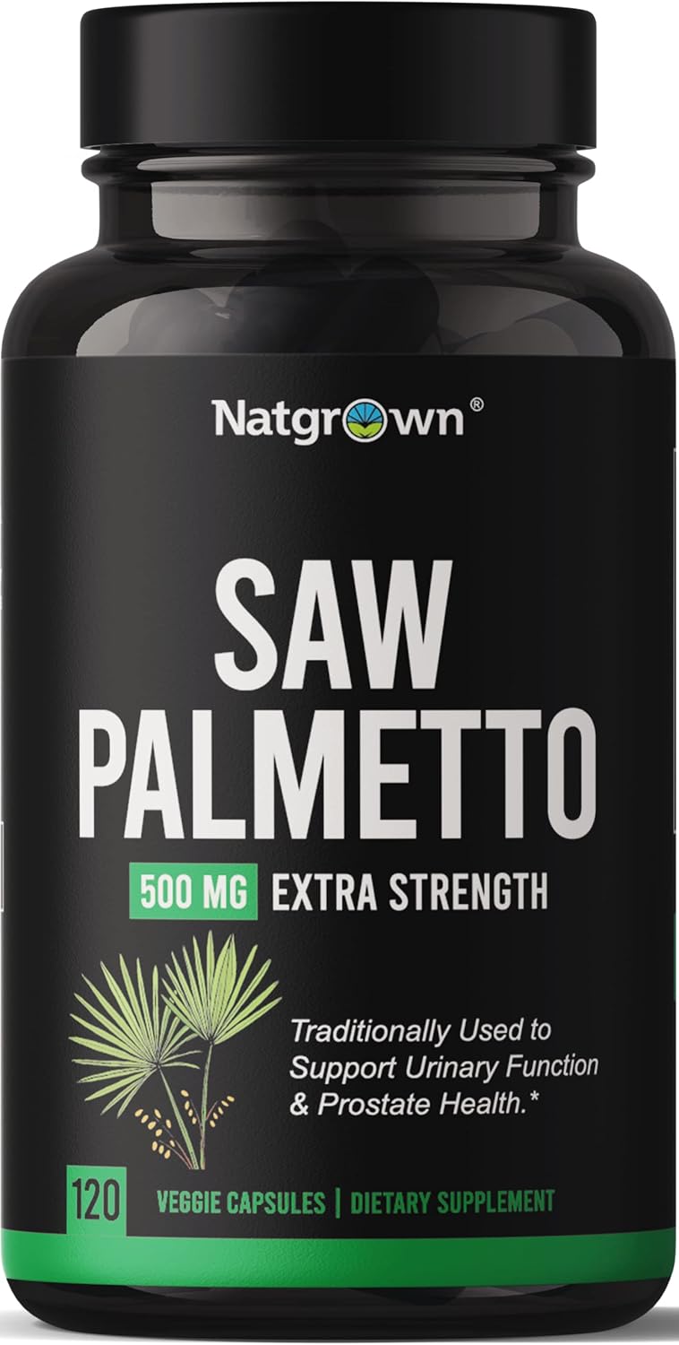 Natgrown Saw Palmetto for Men 500mg – Prostate Health Supplement with DHT Blocker for Hair Loss & Urinary Flow – 120 Vegan Capsules – Non-GMO, Gluten-Free