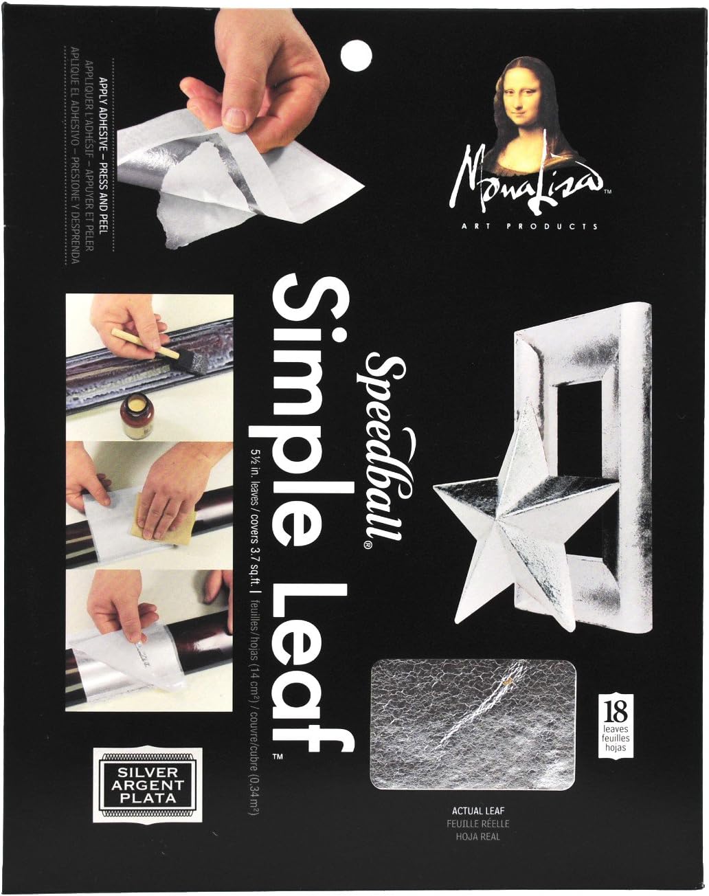 Speedball 10031 Mona Lisa Silver Simple Leaf For Metal Leafing Projects, 5-1/2 x 5-1/2 Inches - 18 Pack