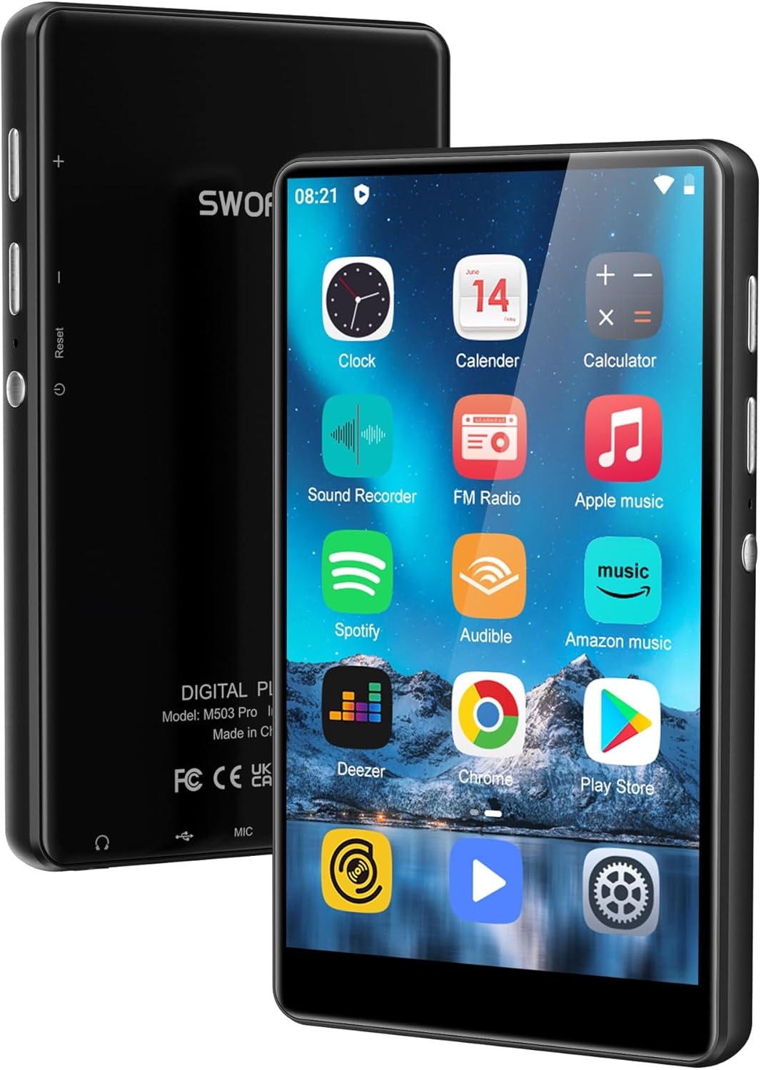 80GB Music Player, Mp3 & Mp4 Player with Bluetooth and WiFi with 4" IPS Touch Screen Digital Audio Players, M503 Pro Spotify Player with Amazon Music, Audible, Chrome Browser, Support Up 512GB