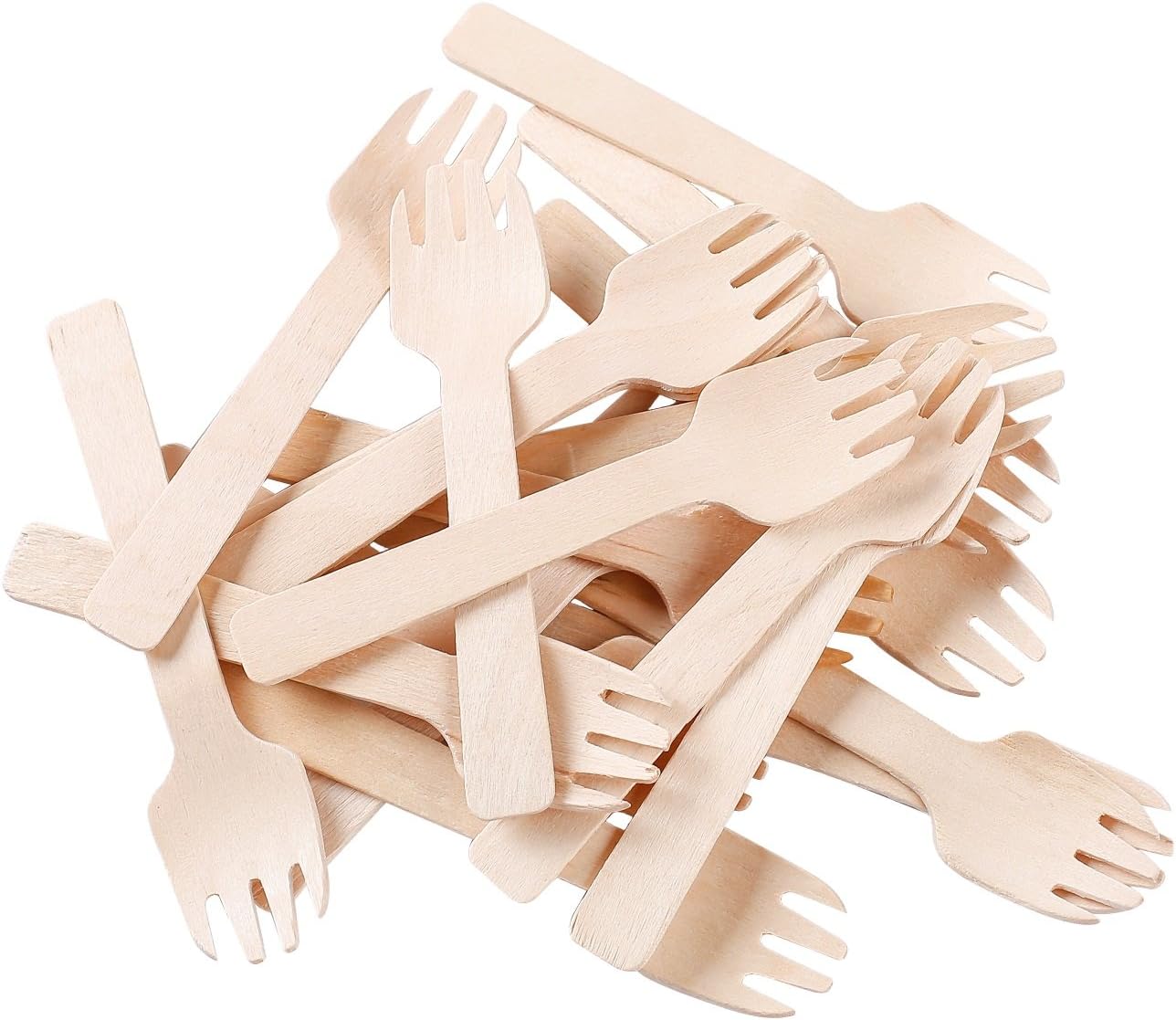 Gmark 1.5mm Extra-Thick Mini Wooden Sporks (4 Inch) - 200 Count Heavy Duty 2-in-1 Birch Wood Utensils - Sturdy No-Snap Small Fork-Spoon Combo for Appetizers & Desserts - Eco-Friendly GM1058