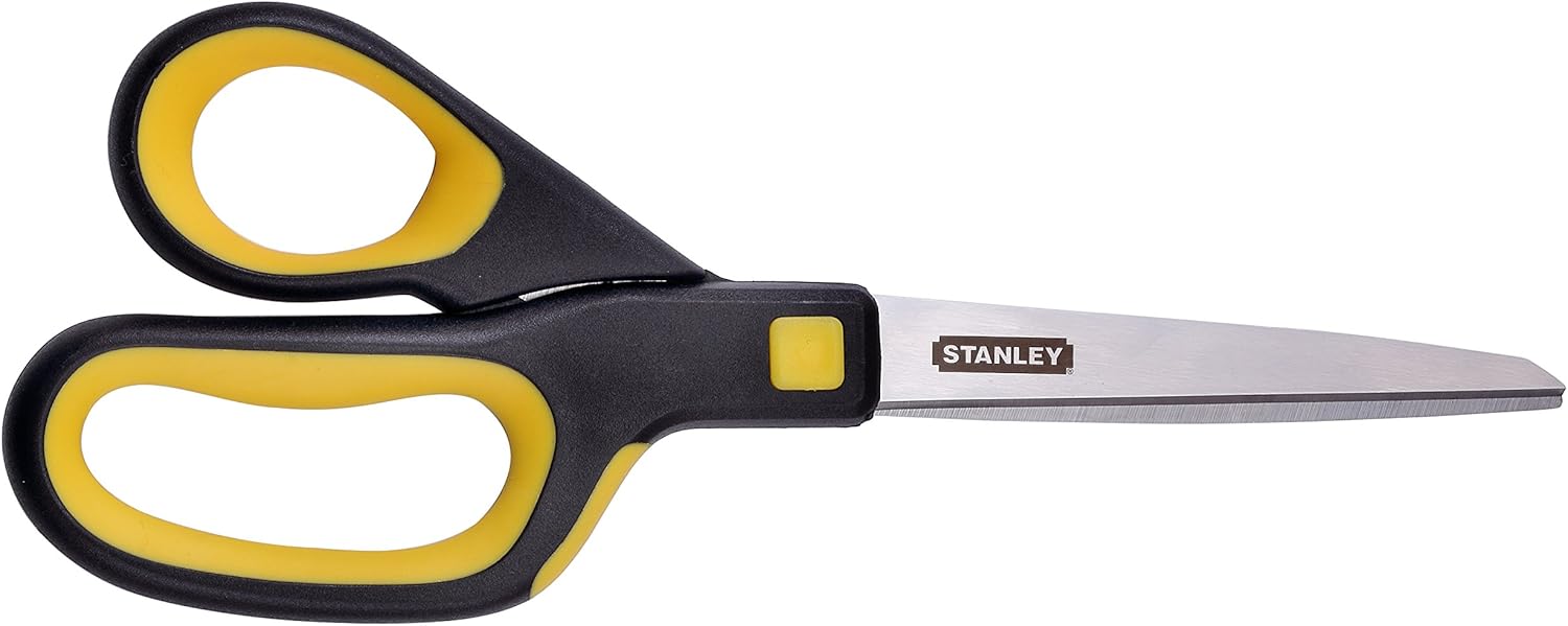 Stanley 8 Inch All-Purpose Ergonomic Scissor (SCI8EST-YLW), Yellow/Black