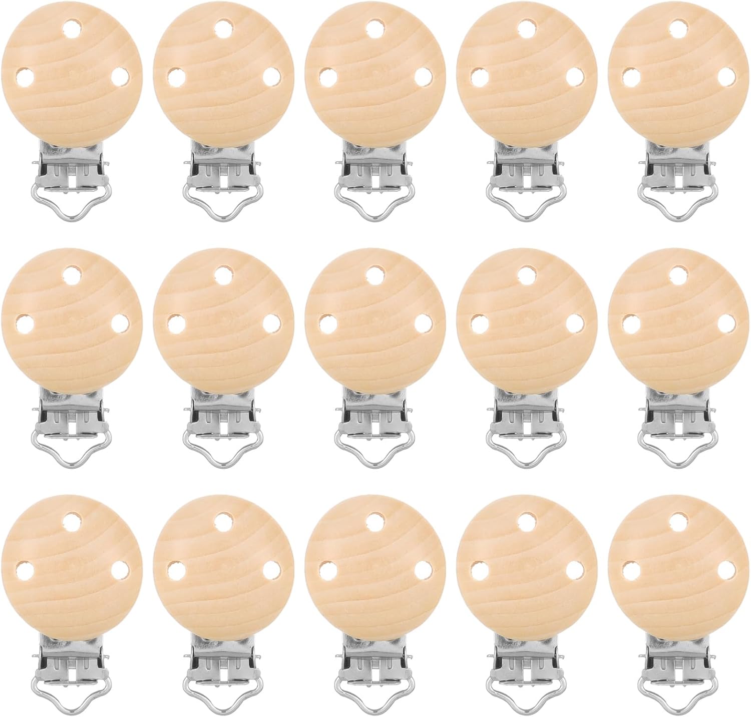 15 Pieces Baby Pacifier Clips Wooden Dummy Clips Soother Wood for Attached to Clothes and Baby Suspender Soother Clasps