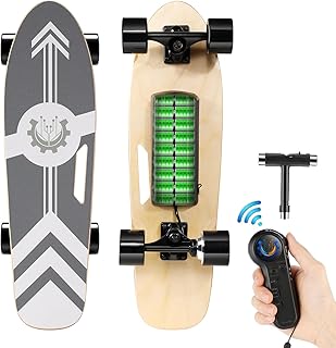 Caroma Electric Skateboard with Remote, 350W Electric Longboard for Kids Adults, 12.4MPH Top Speed, 8 Miles Range, 7 Layers Maple, 3 Speed Gears Adjustable for Beginners and Experts