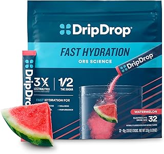 DripDrop Hydration - Watermelon - Electrolyte Drink Mix Single Serve Hydration Powder Packets | Non-GMO, Gluten Free, Vegan | 32 Sticks