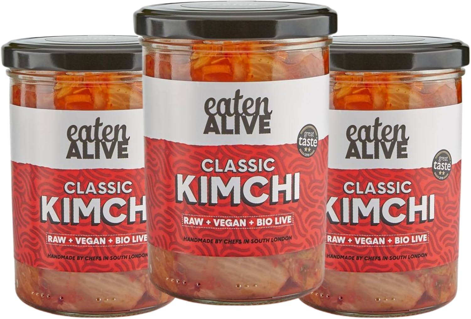 Eaten Alive - Classic Kimchi 375g *Award Winning & Made in The UK* (Pack of 3)