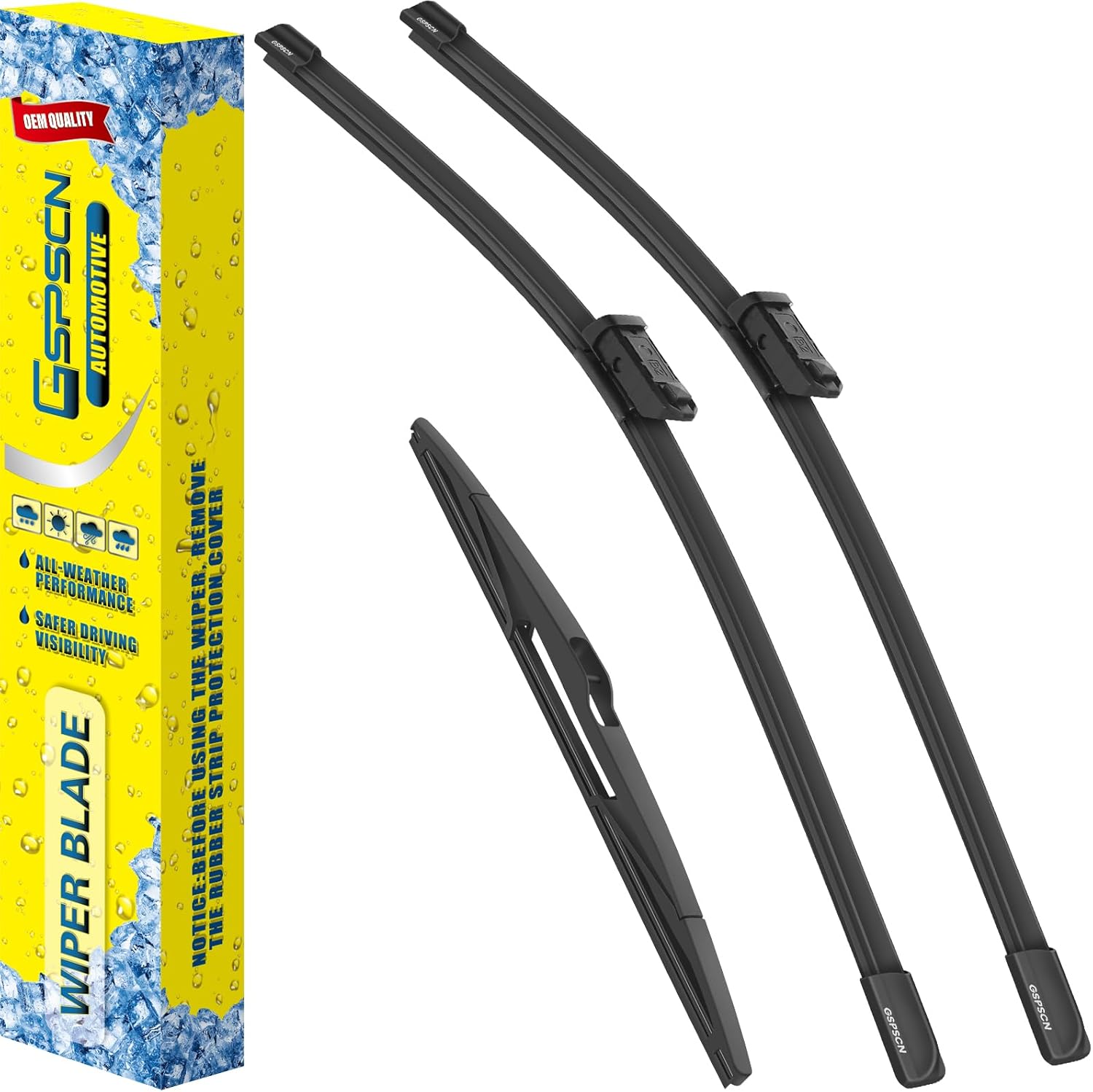 GSPSCN 3 Wipers Replacement For Ford Fiesta 2019-2008，Original Equipment Windshield Wiper Blades Set 24"+16"+12" (Set of 3)
