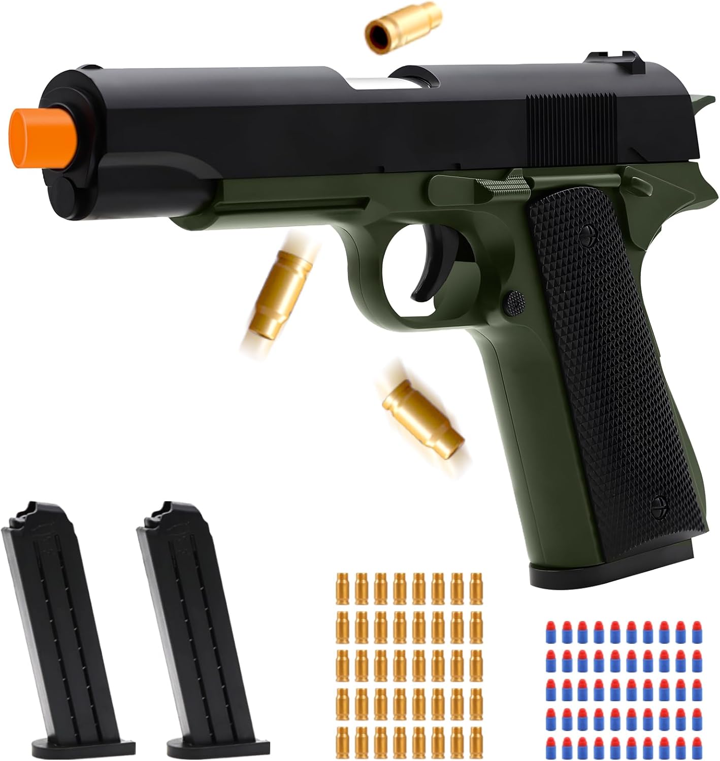 Soft Bullet Toy Gun with Shell Ejecting, Realistic Toy Gun Pistol for Boys with 50 Safe EVA Foam Bullets, Play Gun Gifts for Halloween Christmas Birthdays for Kids and Adults Age 8+