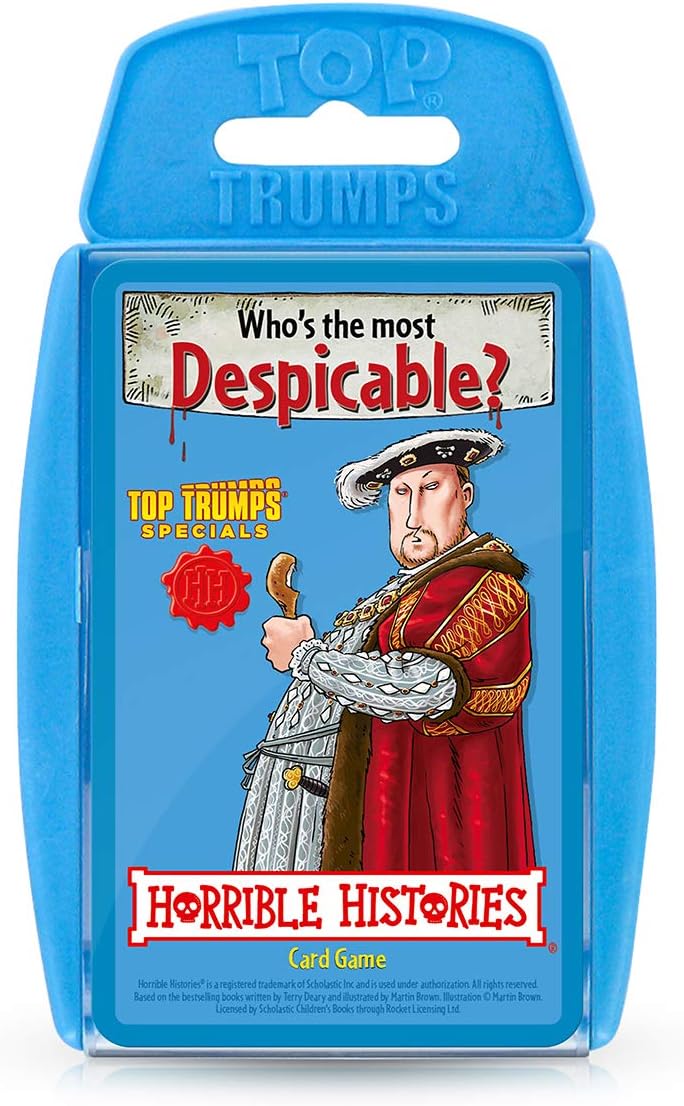 Top Trumps Horrible Histories Specials Card Game, play with history’s most despicable from King Henry VIII, Cleopatra VII and Alexander the Great, gift for ages 6 plus