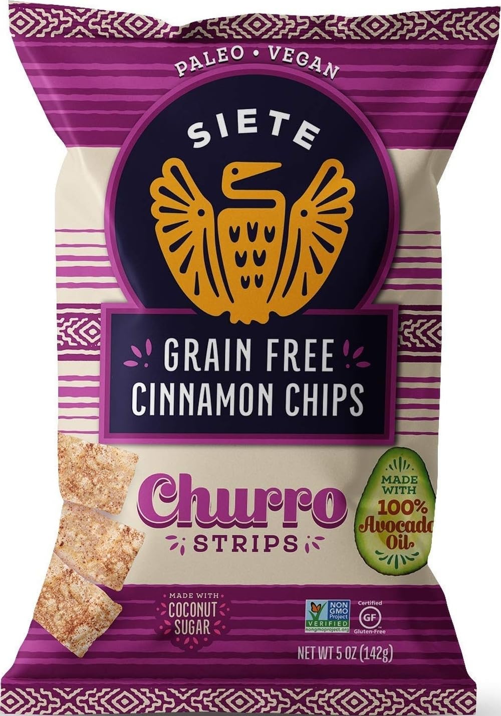 Siete Grain Free Cinnamon Churro Strips, 5 oz Bag (1 Pack) - Dairy Free, Paleo, Vegan, Non-GMO, Gluten Free