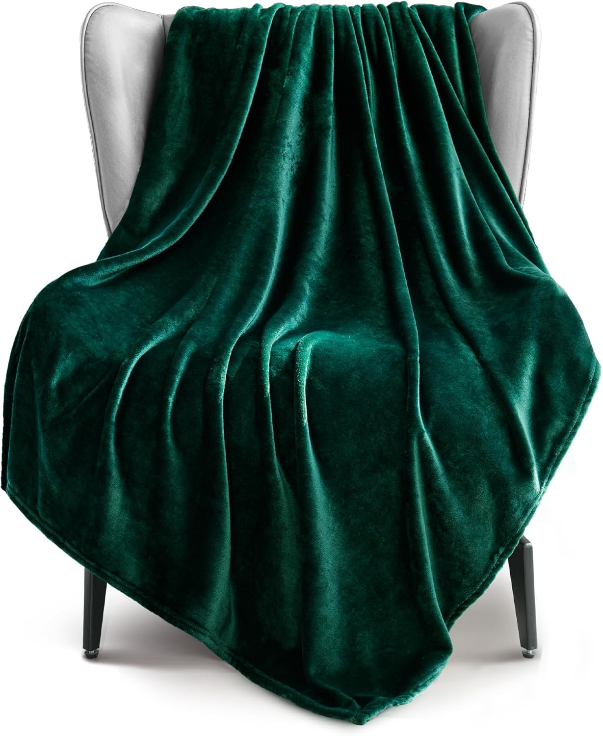 Exclusivo Mezcla Extra Large Fleece Throw Blanket for Couch, Sofa, 300GSM Super Soft and Warm Blankets, Forest Green Throw All Season Use, Cozy, Plush, Lightweight, 127x178 CM
