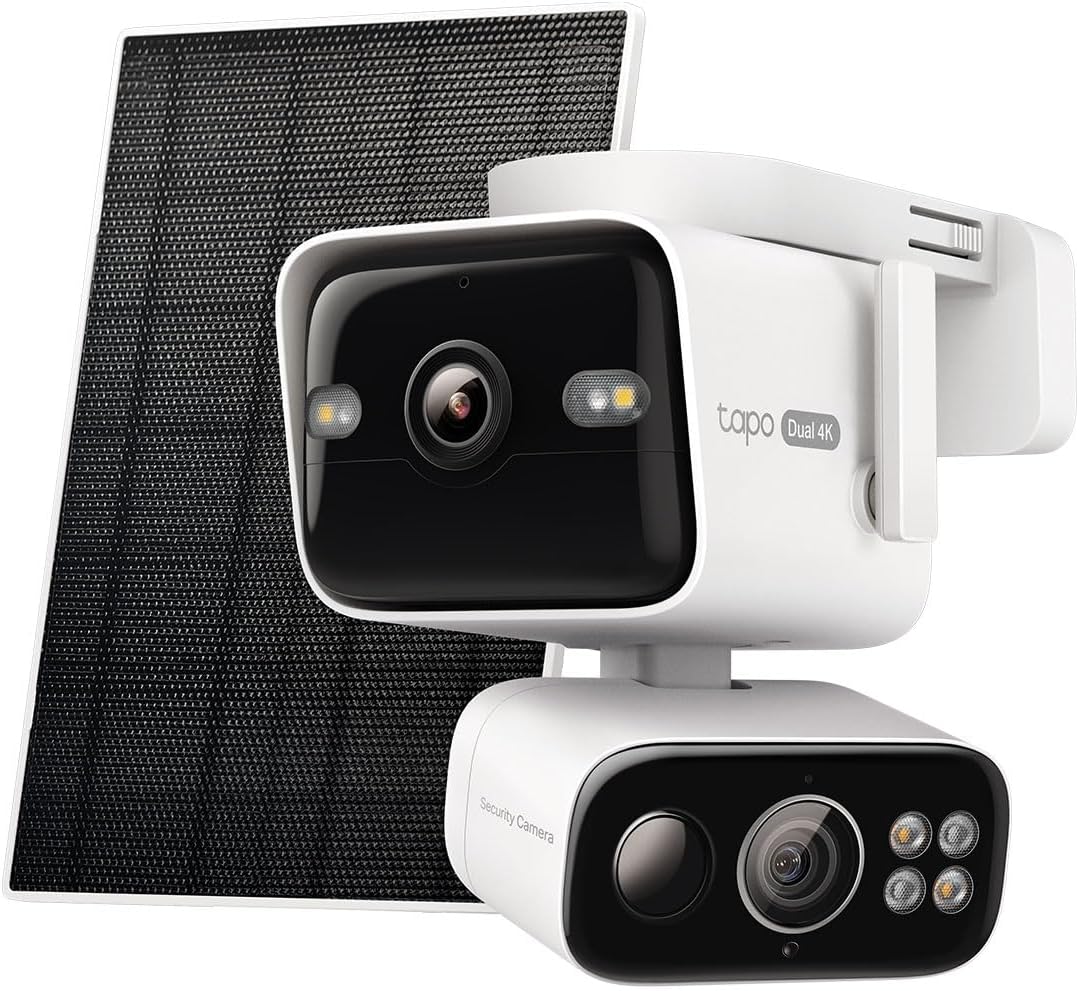 Tapo 4K Dual Lens Pan/Tilt Security Camera Wireless Outdoor, C675D KIT | Battery Powered with Solar, 169° Wide-Angle Lens+6mm Zoom Lens, Motion Track, Subscription-Free SD Storage or Optional Cloud
