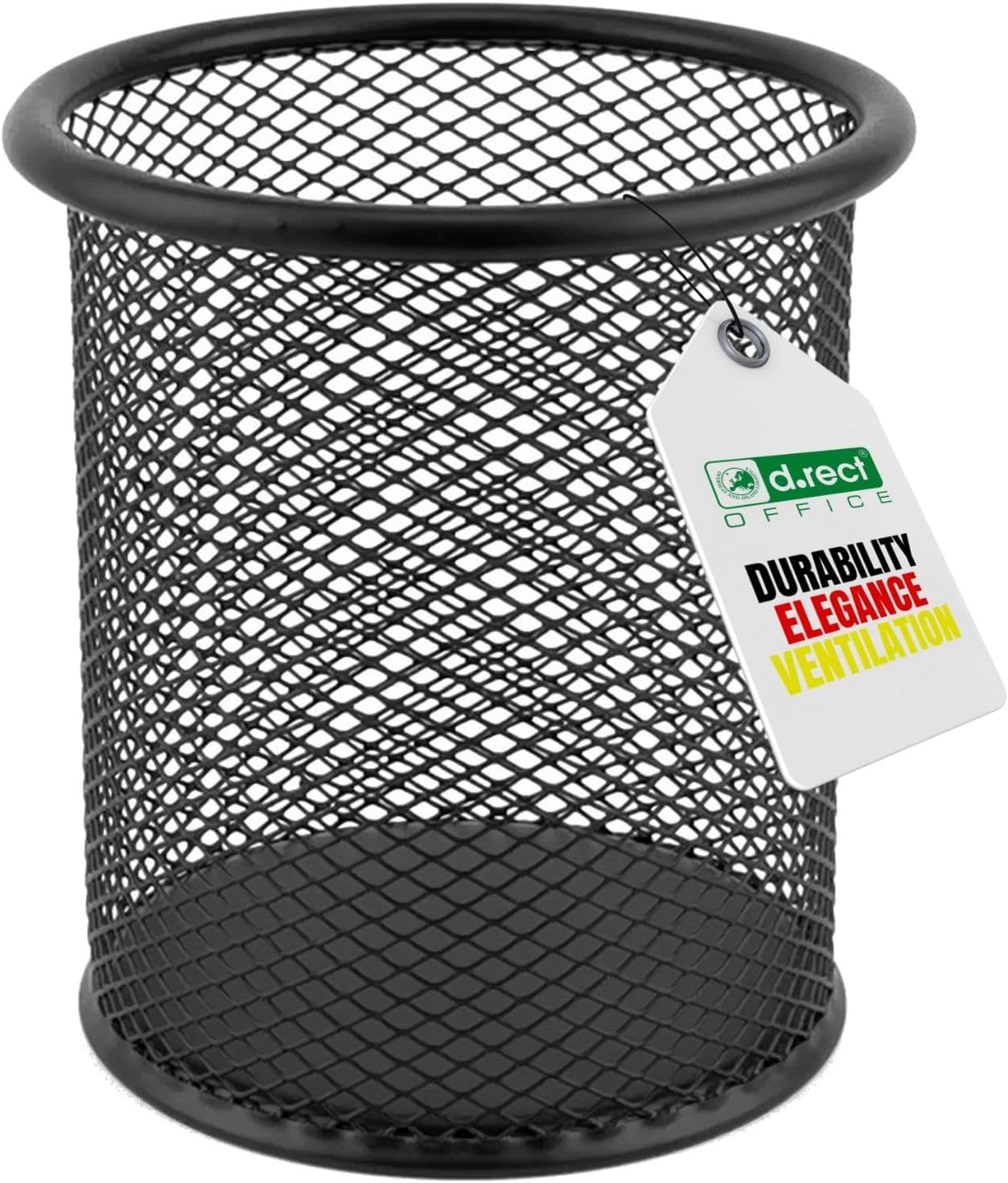 D.RECT Metal Pen Holder Round Wire Metal Mesh Multifunctional Cup for Ballpoint Pen Diameter 85 mm Black 7613