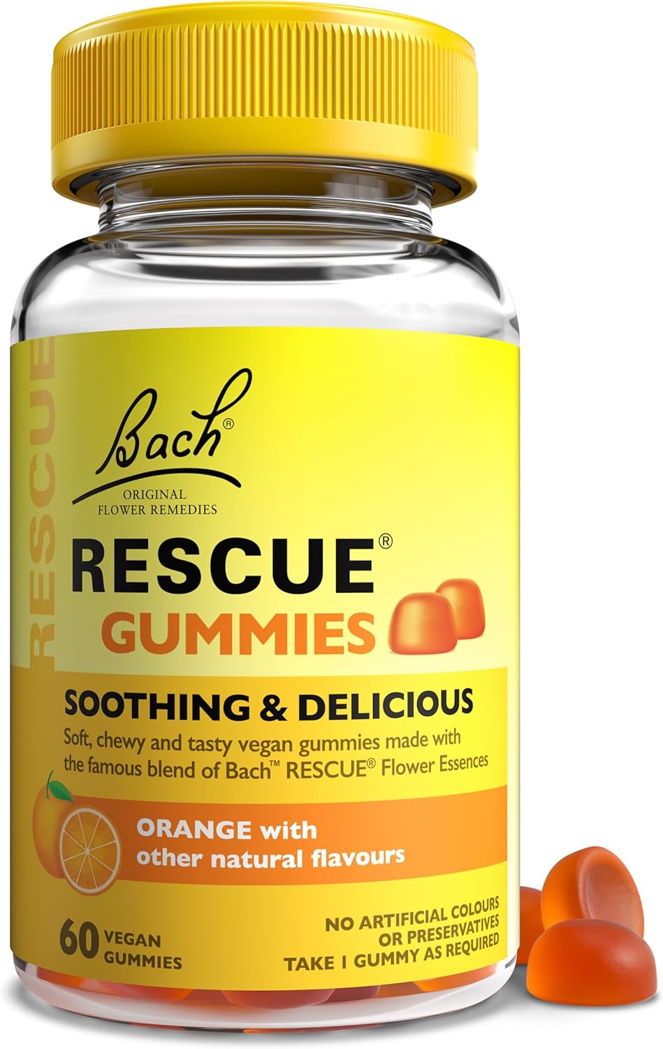 Rescue Remedy Gummies | Orange Flavoured | Daily Support for Stressful Moments | Bach™ Original Flower Essences | 60 Vegan Gummies