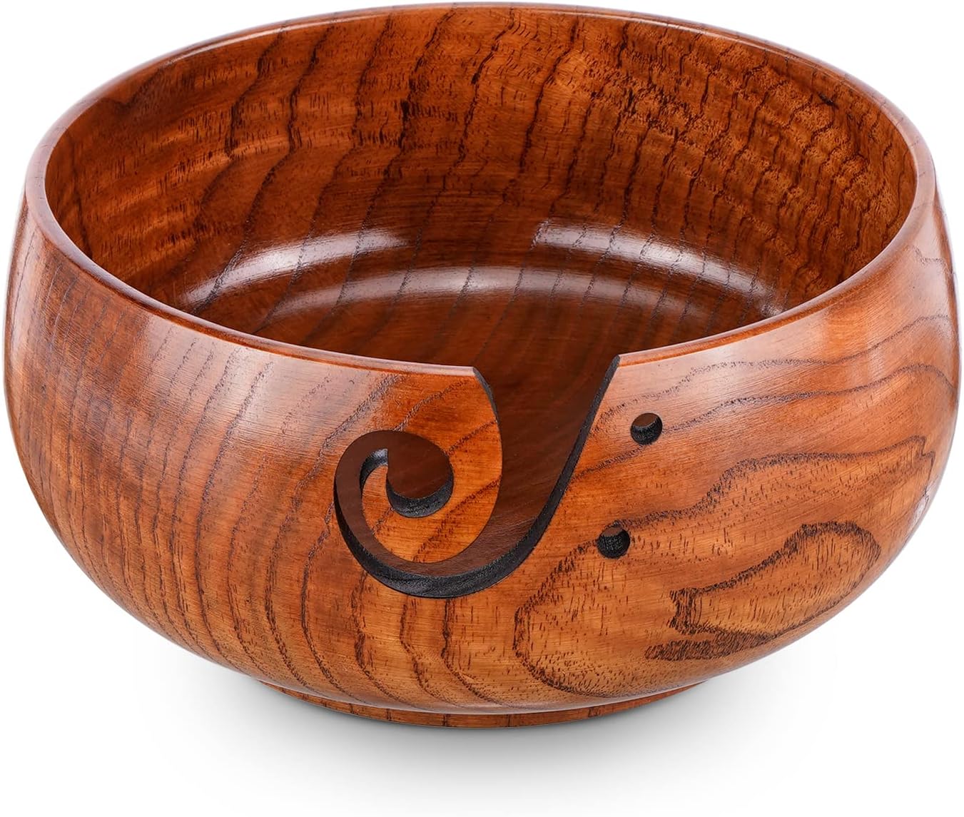 Wooden Yarn Bowl, Knitting Yarn Bowl with Holes Storage Handmade to Prevent Slipping, Perfect Yarn Bowl for Crocheting and Knitting Mothers Day Gift 6" x 3"