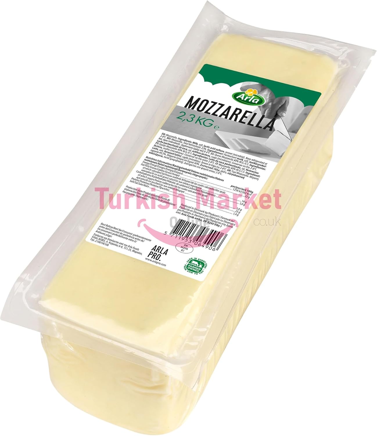 Arla Mozzarella Cheese Block Mild anc Creamy Medium Fat Cheese 2300 G by TOM