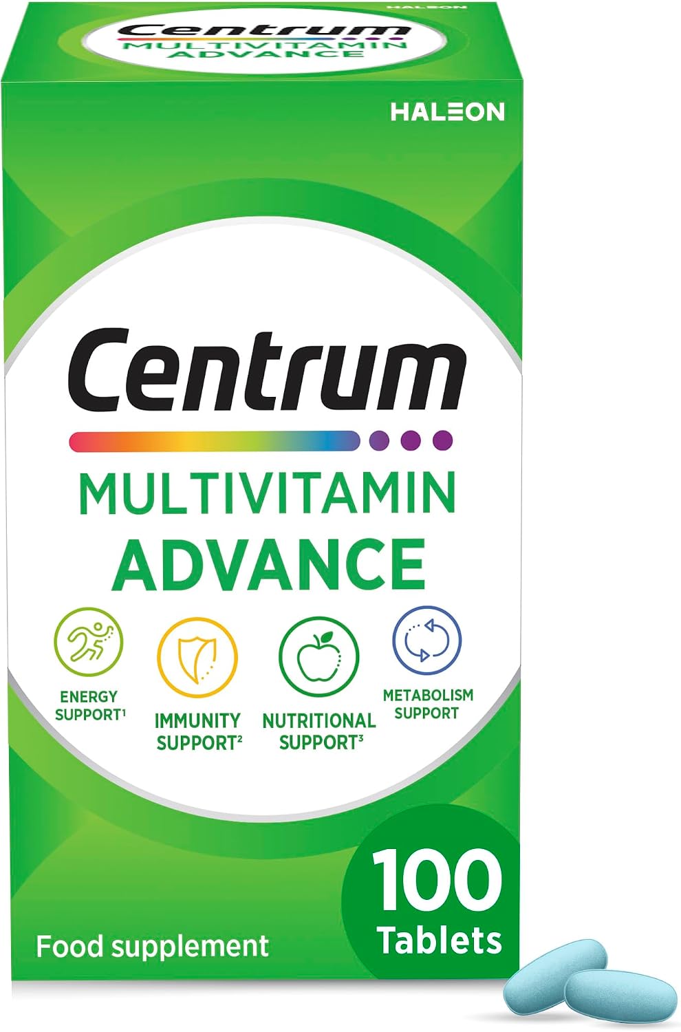 Centrum Advance Multivitamin & Mineral Supplements, 24 essential nutrients including vitamin D, C, Calcium, Daily Multivitamin Tablets, 100ct (Packaging May Vary)