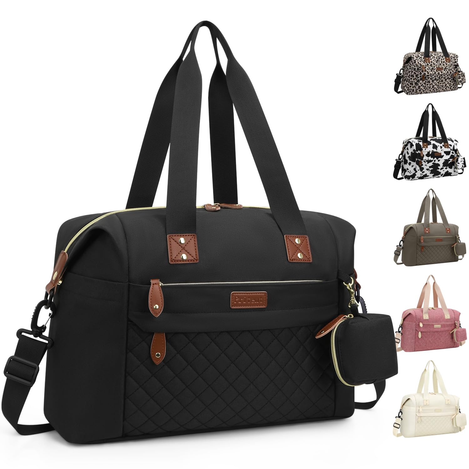 Diaper Bag Tote, Diaper Baby Bags with Pacifier Case, Shoulder Straps, Stroller Clips, Waterproof Large Mommy Bag Maternity Bag Travel Baby Bag for Mom and Dad, black