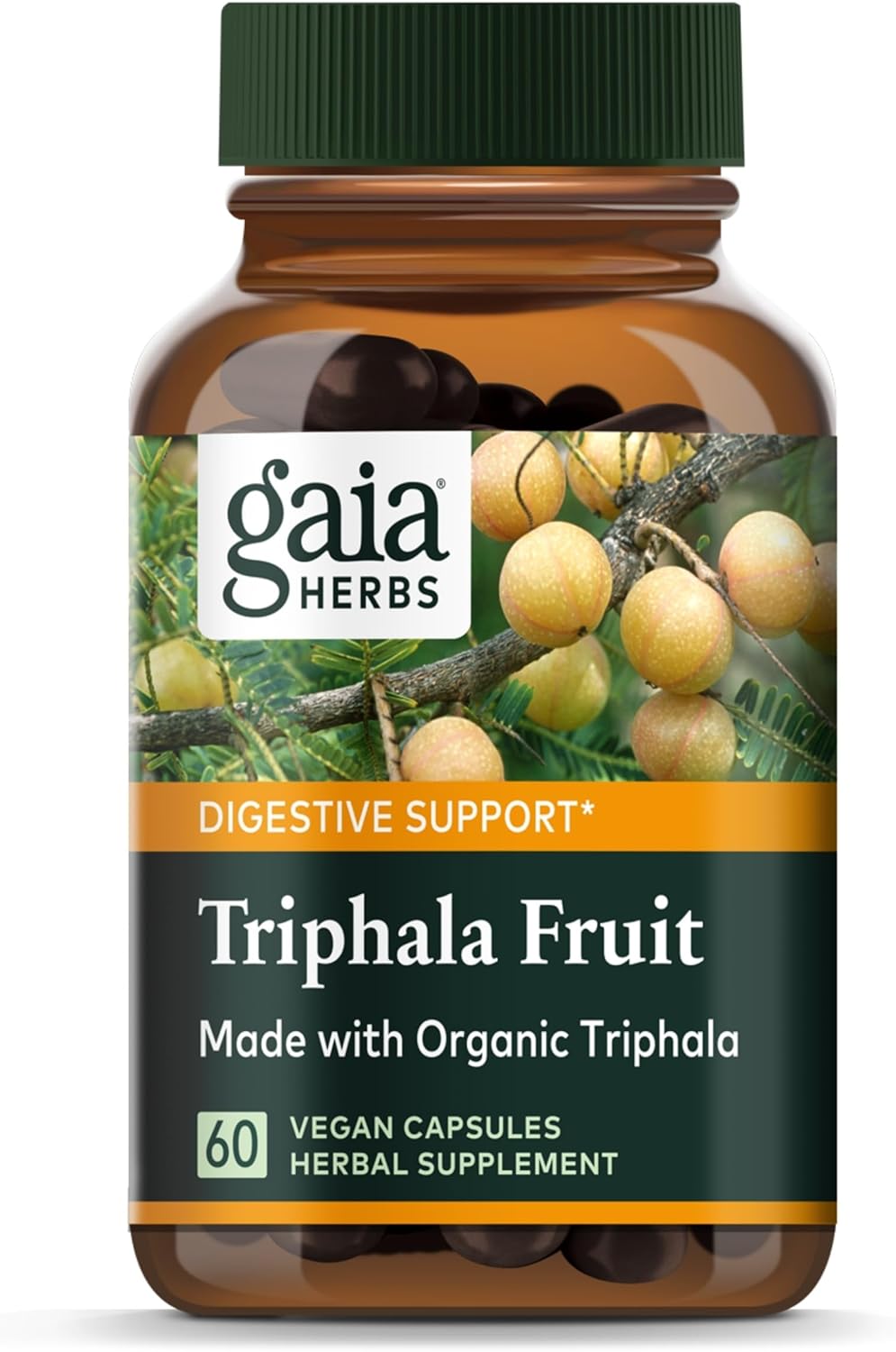 Gaia Herbs Triphala Fruit - Supports Digestive Health - Gently Cleanses Your System* - with Amla Fruit, Belleric Myrobalan, and Chebulic Myrobalan - 60 Vegan Capsules (30-Day Supply)