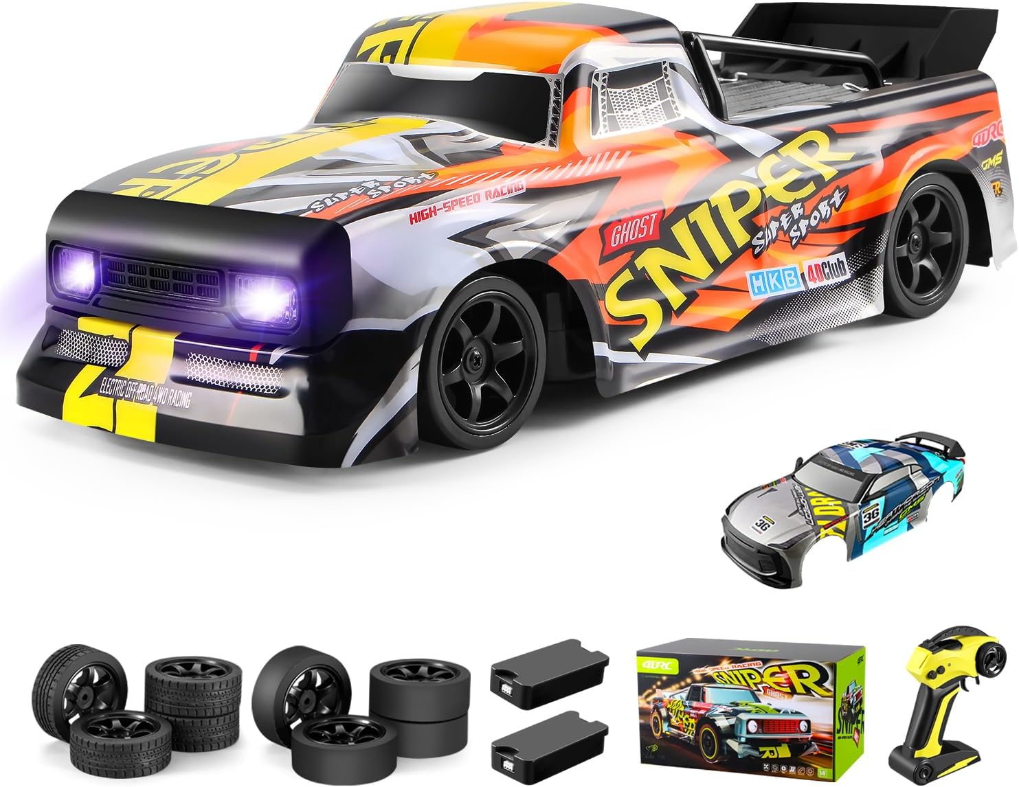 4DRC Rc Car, 2.4Ghz High Speed RC Drift Car, 4WD Drifting Racing Remote Control Monster Truck 30+ KM/H, All Terrain Off Road Truck for Adult & Kids Age 8-12 Gift