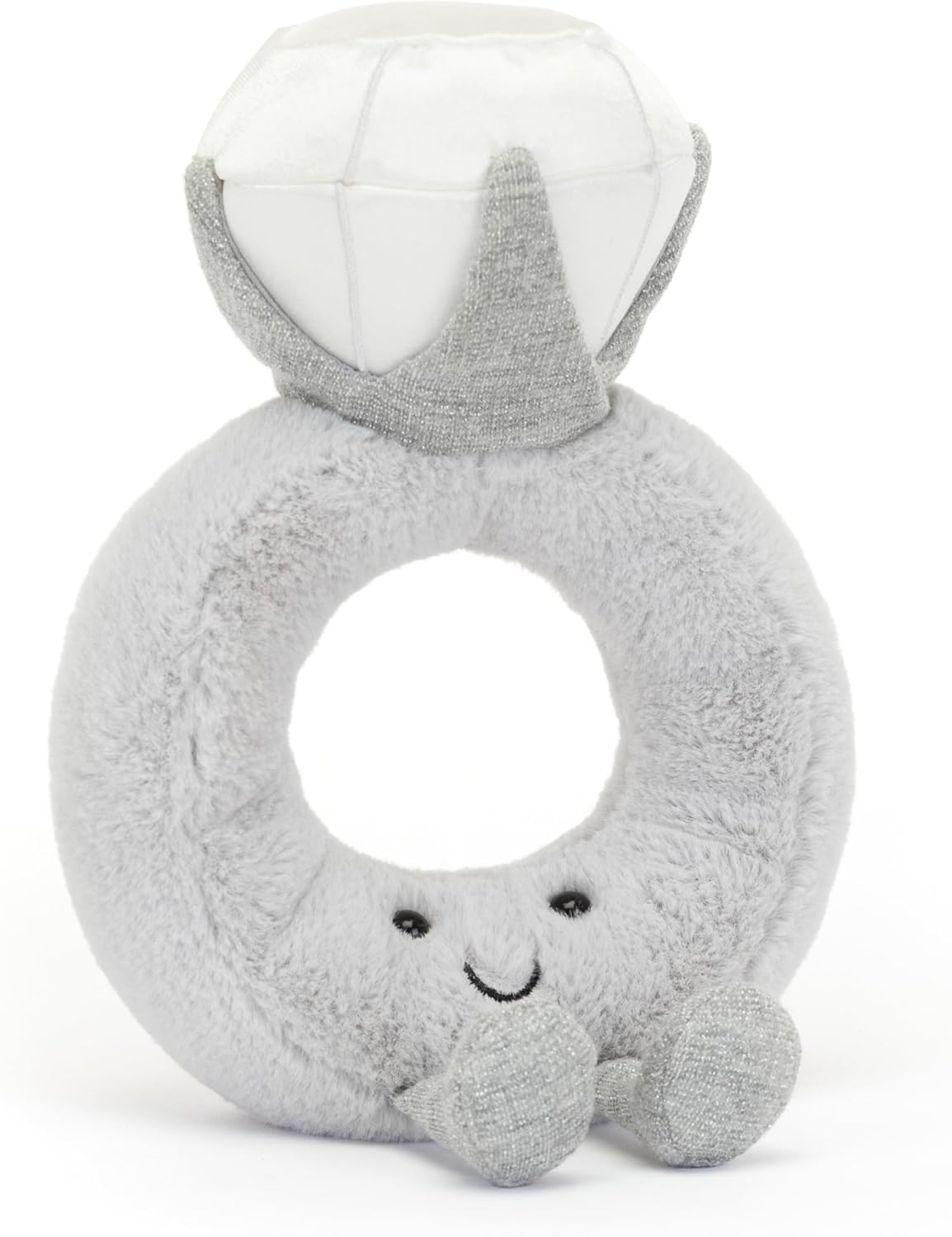 Jellycat Amuseables Diamond Ring Stuffed Toy, 8 inches - Wedding Ring Plush - Engagement and Wedding Gift