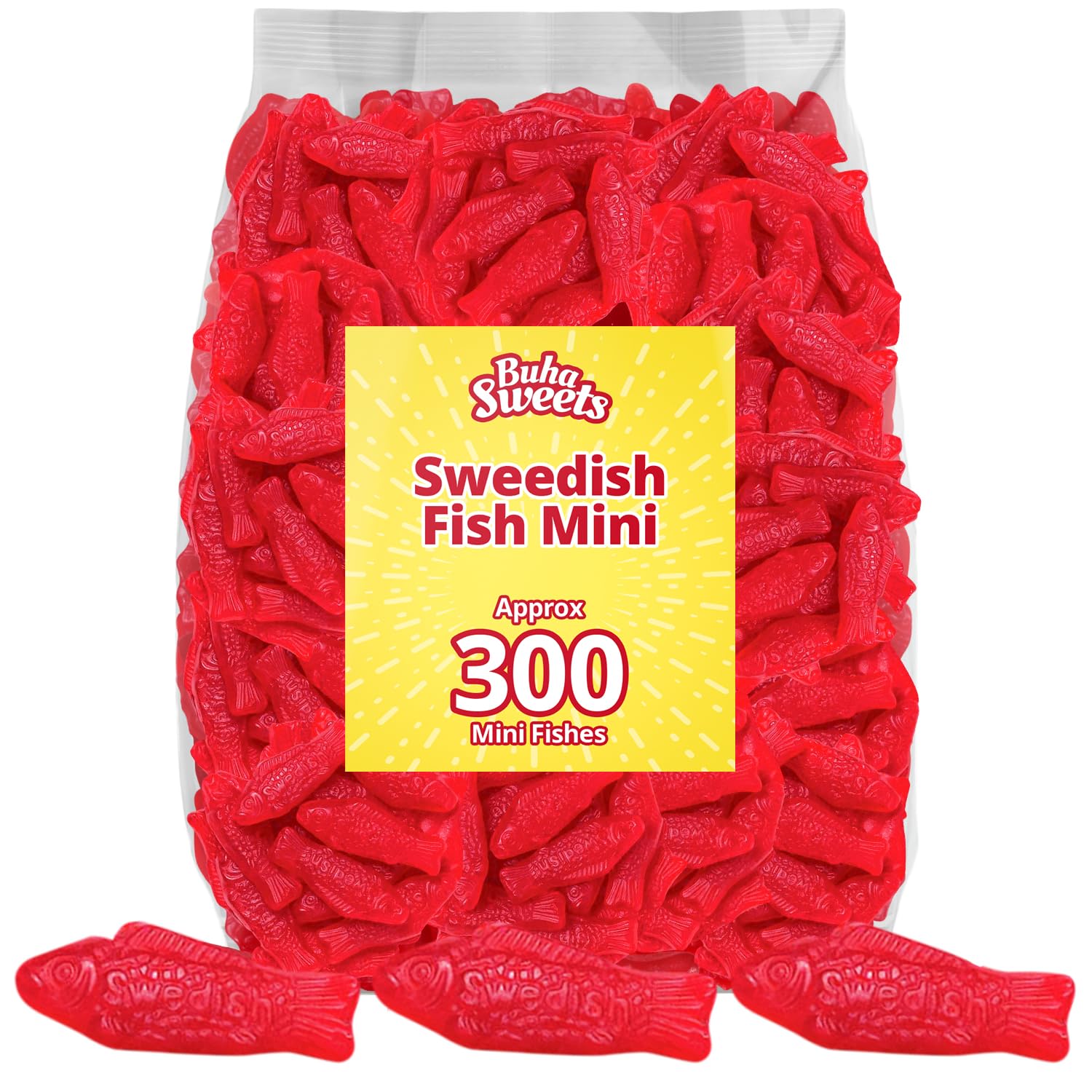 Swedish Mini Red Fish Gummy Candy Bulk Bag - Soft & Chewy Candy Classic Fruity Flavor Fun Fish Shaped Gummies For Parties, Snacks, Candy Bowls, and Treat Bags - 1.12 lb