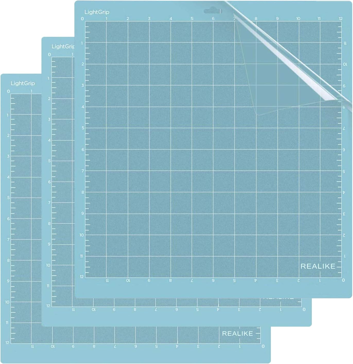 REALIKE Light Grip Cutting Mat for Cricut Explore Machine,Cricut Expression Machine Maker 30.48cmX30.48cm 12x12 inch Adhesive Sticky Cutting Mats 3Pack Replacement Vinyl Cutting mat for Craft Sewing