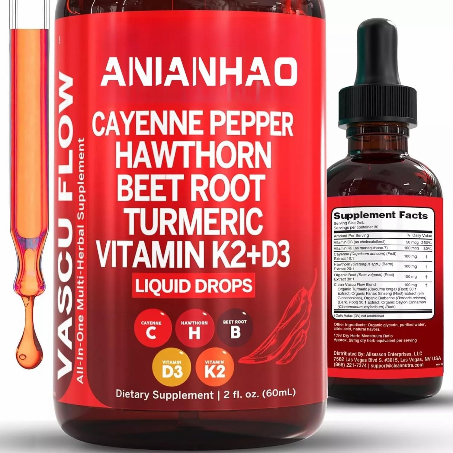 Cayenne Pepper Drops - Cayenne Pepper 120ml - 2 Bottles, Aeluro Cayenne Drop, Beet Root LiquidDrops for Men and Women (2)
