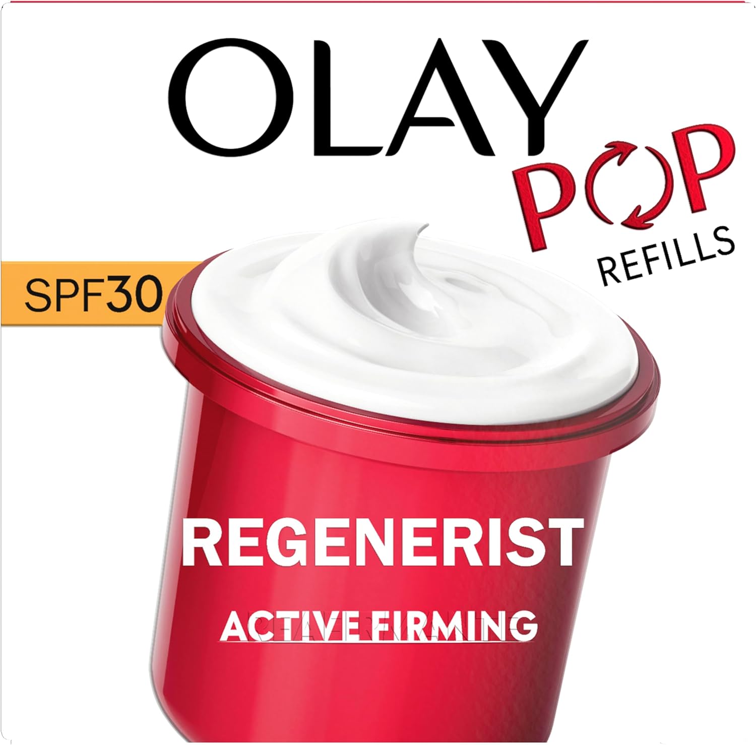Olay Regenerist Day Face Cream SPF30 Refill, Anti-Wrinkle + Active Firming Skincare Moisturiser, Sun Protection, Anti-Ageing Niacinamide and Peptides, Renews, Firms and Hydrates, Non-greasy, 50ml