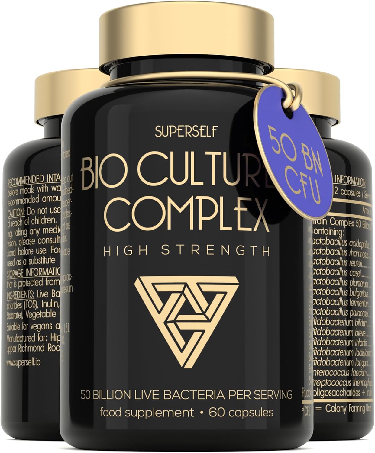 Probiotics Complex 50 Billion CFU - Bio Cultures Probiotics for Gut Health - Vegan Probiotic Supplements for Women Men Adults - 60 Acid-Resistant Capsules - 15 Strains with Prebiotics & Acidophilus