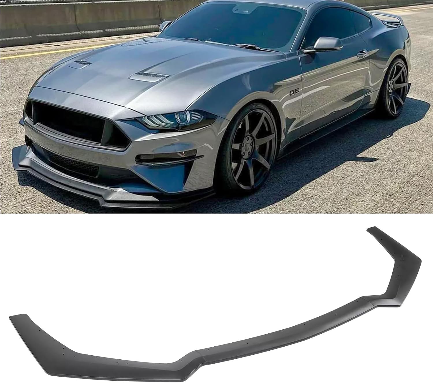 Front Bumper Lip Spoiler for Ford Mustang GT 2018-2023 Matte Black Front Bumper Chin Splitter Diffuser Protector Guard