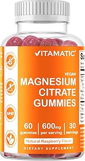 Vitamatic Magnesium Citrate Gummies 600mg per Serving - 60 Vegan Gummies - Promotes Healthy Relaxation, Muscle, Bone, & Energy Support (60 Gummies (Pack of 1))