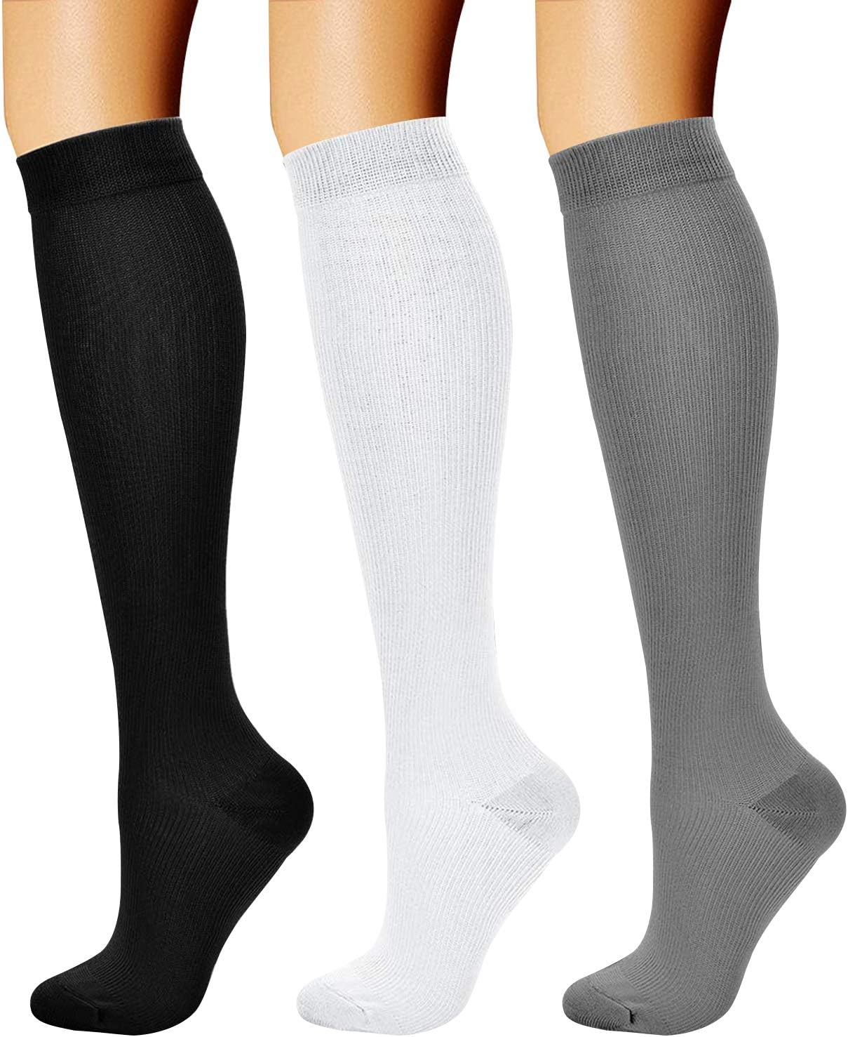 CHARMKING Compression Socks for Women & Men Circulation (3 Pairs) 15-20 mmHg is Best Support for Athletic Running Cycling