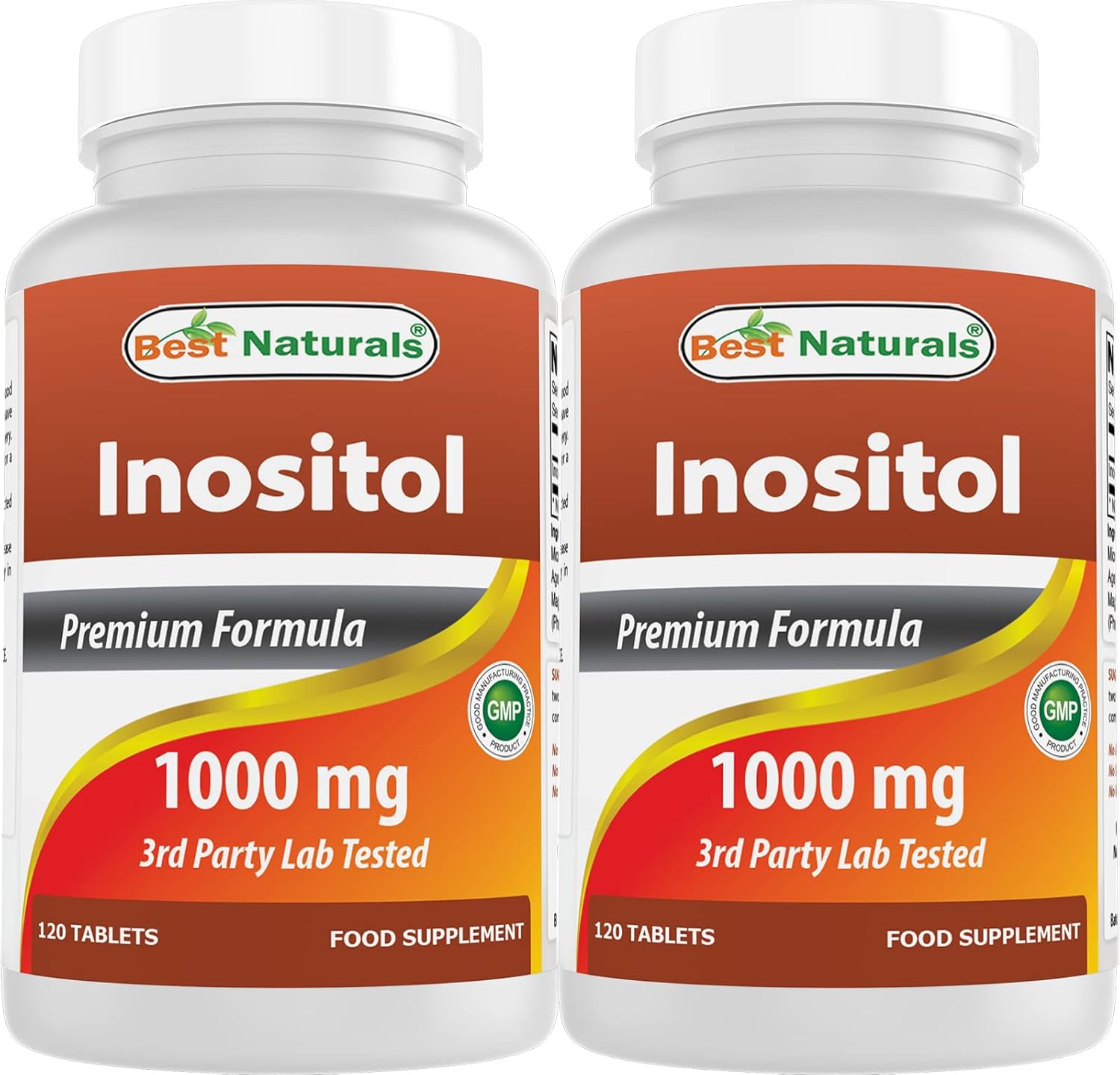Best Naturals Inositol 1000 mg 120 Tablets - Manufactured in a USA Based GMP Certified and FDA Inspected Facility and Third Party Tested for Purity. Guaranteed!! (120 Count (Pack of 2))