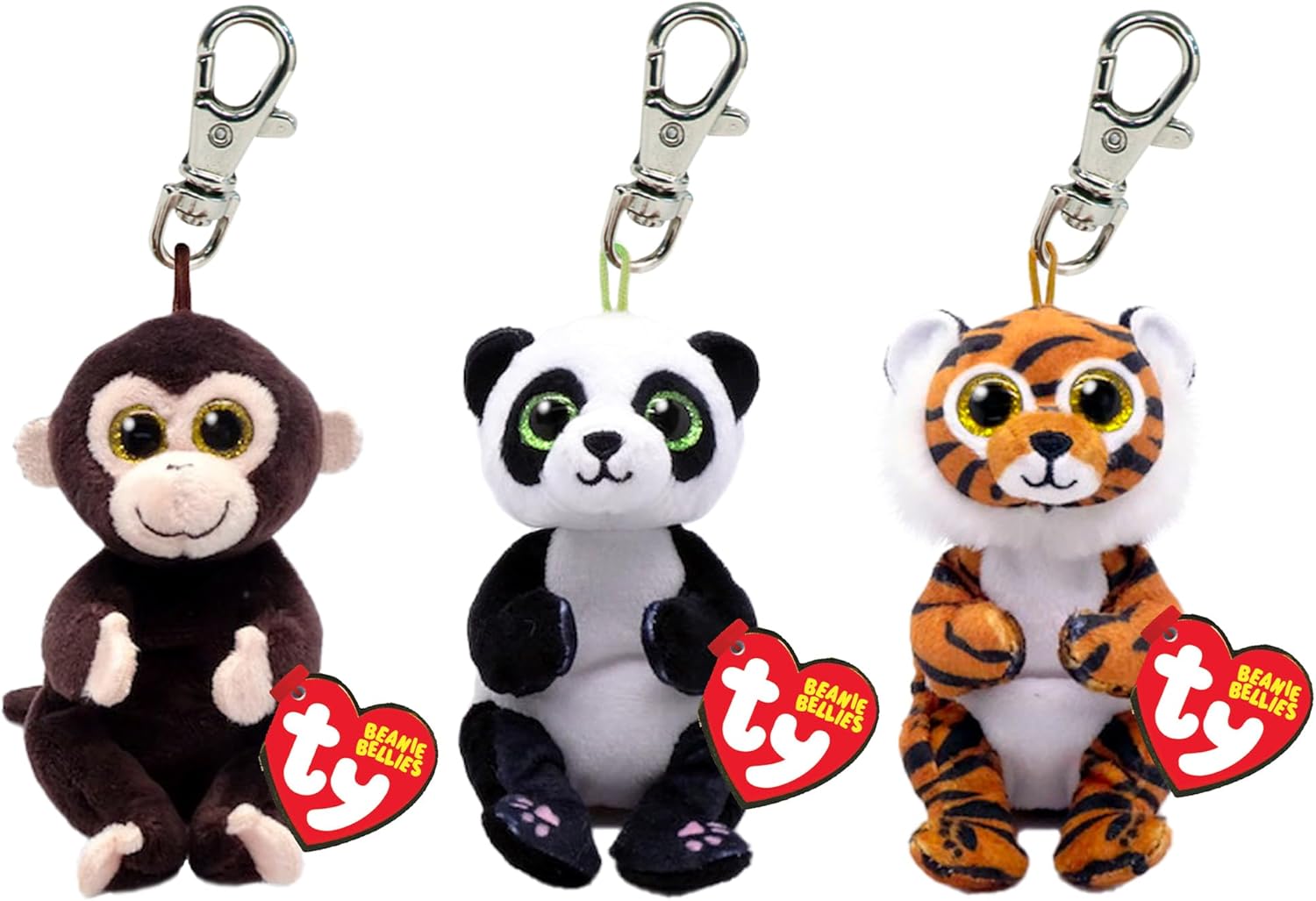 TY Beanie Bellies – Matteo, Ying, Clawdia – Stuffed Animal Key Clip 3-Piece Set – Soft Plush Keychain, Teddy Keyring, Soft Toy Key Clip –Collectible Stuffed Animal Keychain for Kids Backpack