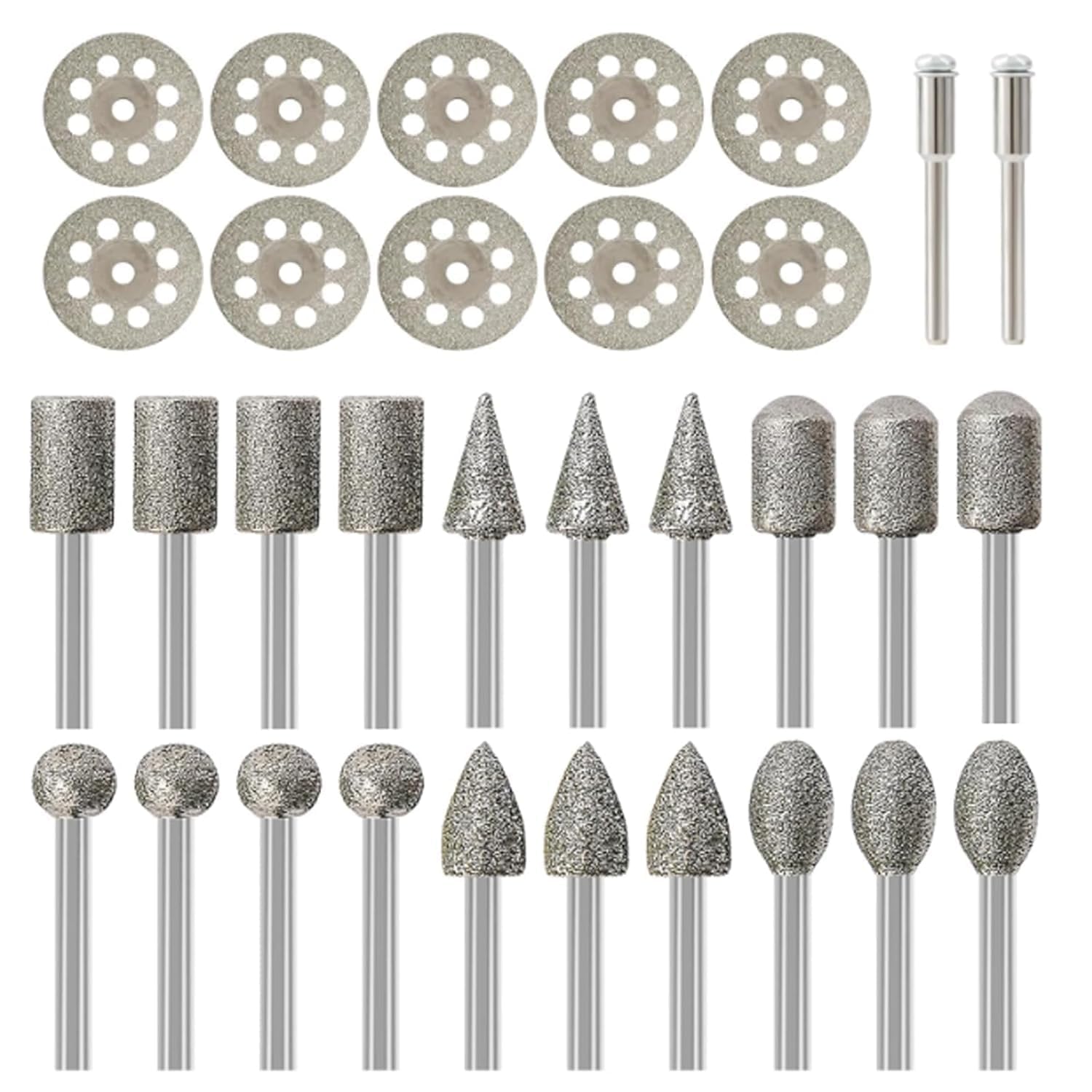 32Pcs Diamond Grinding Bit Set, Dremel Accessory Multi Tool， Dremel Rotary Router Bits Tool Accessories with 3mm Shank Cutting Wheel for Stone Glass Jewelry Carving, Engraving & Polishing