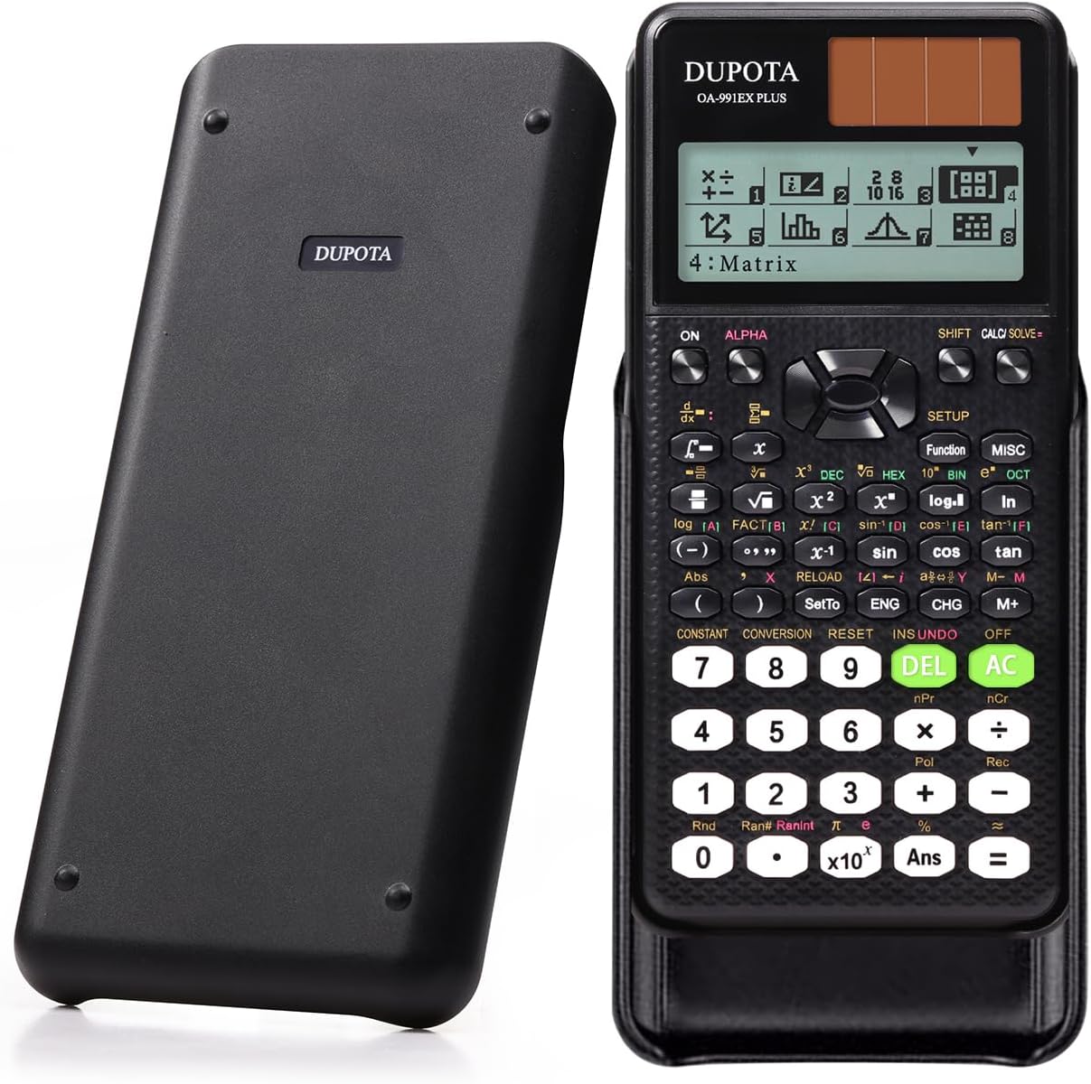OA-991EX Plus Scientific Calculator 552 Functions 2-Line 10+2 Digits Written Display Solar Battery - Ideal for Middle High School Students and Teachers, Black