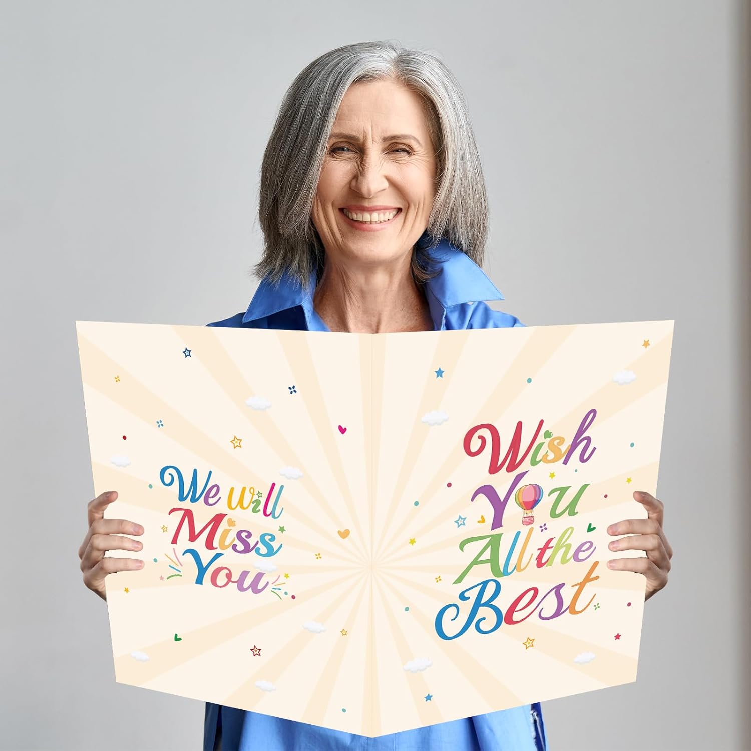 Large Farewell Card Greeting Card with Envelope 22 x 14 Inch,Goodbye Card Good Luck Gift Office Card Going Away for Coworkers, Giant Guest Book Jumbo,Happy Retirement Party Supplies