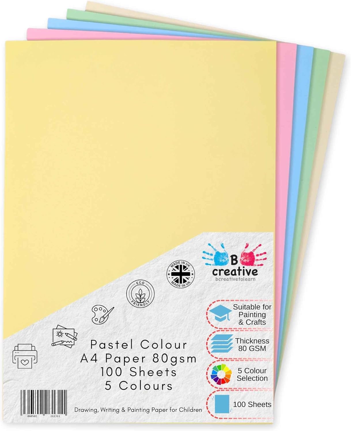 A4 Pastel Paper Assorted Colors 100 Sheets (80gsm)