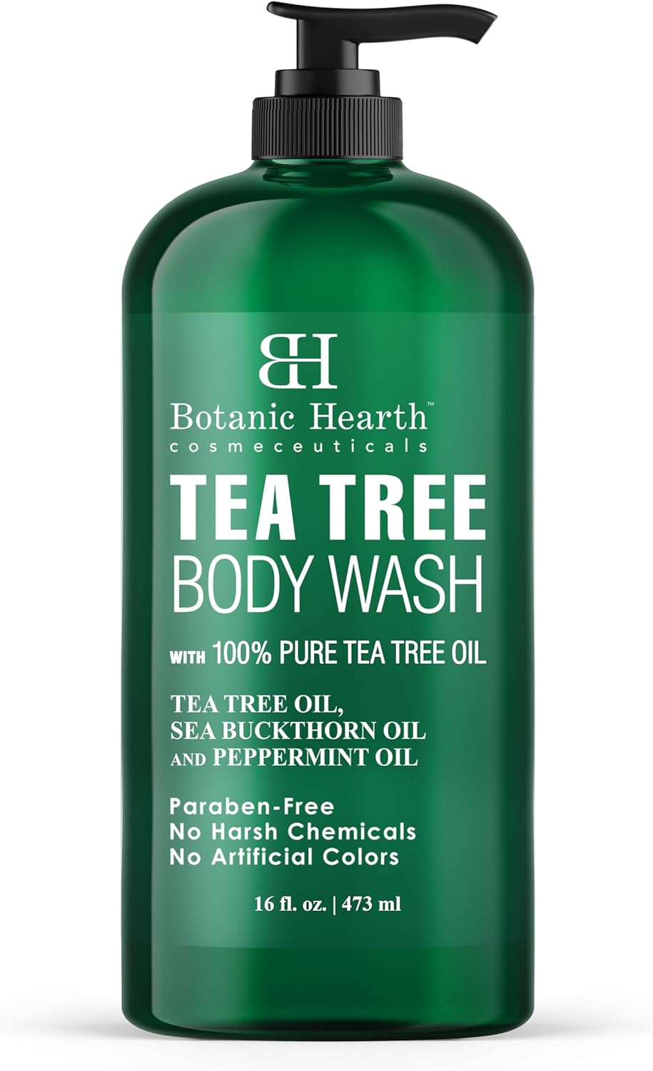 Botanic Hearth Tea Tree Body Wash, Helps with Nails, Athletes Foot, Ringworms, Jock Itch, Acne, Eczema & Odor, Soothes Itching Promotes Healthy Skin and Feet, Naturally Scented, 16 fl oz