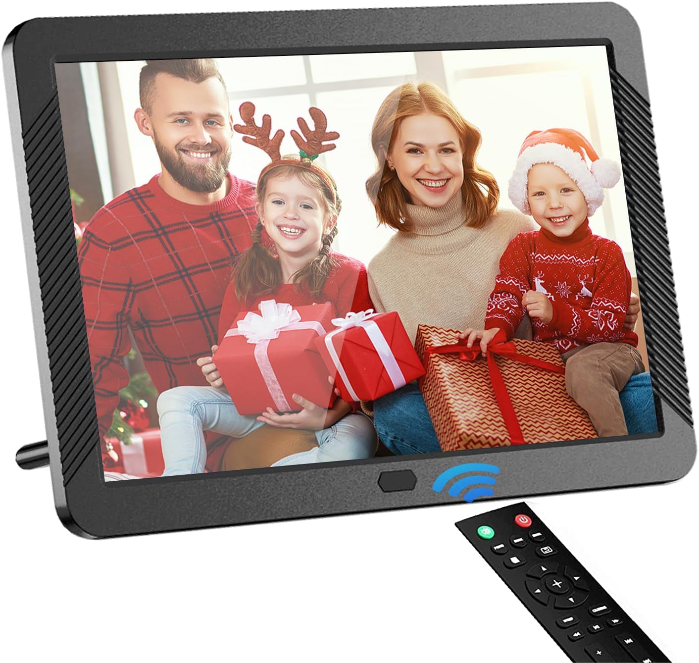 Digital Photo Frame 8 inch FHD, Fambrow Digital Picture Frame 1920x1080 Full IPS Display with Photo/Music/Video Player/Calendar/Alarm, Brightness Adjustable Electronic Photo Frame with Remote Control