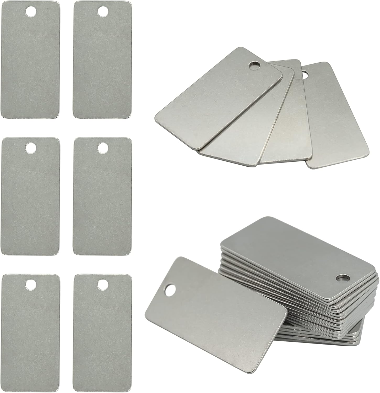 StayMax 50 Pack Engraving Blanks Stamping Blanks Stainless Steel Rectangle Blank Tags 1 Inch x 2 Inch