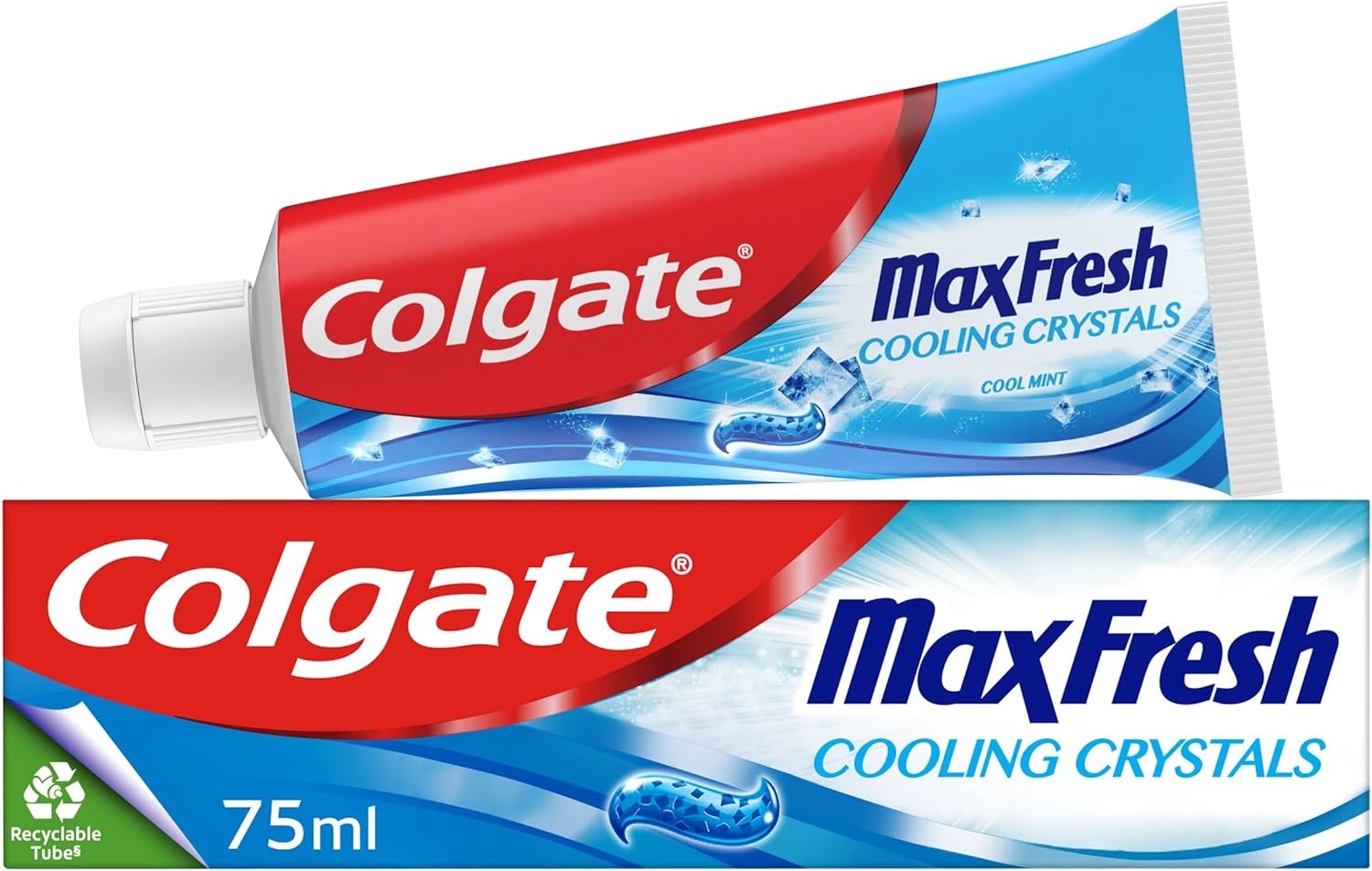 Colgate Max Fresh Toothpaste with Cooling Crystals 75ml - Fresh Breath Toothpaste - Fresh FX Technology for 10X Longer Lasting Cooling* - Helps to Fight Cavities - Keeps Teeth White