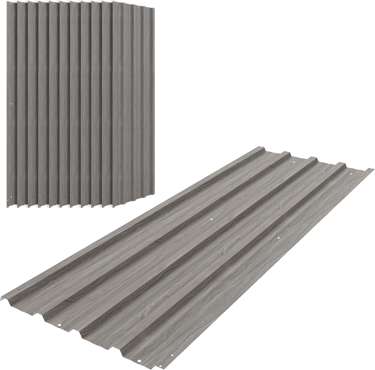 Outsunny Corrugated Roofing Sheets, Pack of 12, Galvanised Metal Roofing Sheets for Greenhouse, Garage, Storage Shed, Carport, 129 x 45cm, Grey Wood Effect