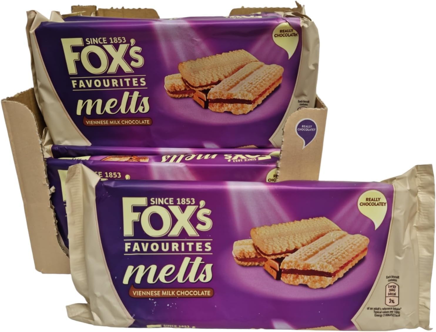 Fox Favourites Melts Viennese Milk Chocolate 12 x 120g - Viennese Biscuits Sandwiched | Ideal for afternoon treats, bulk buiscuits