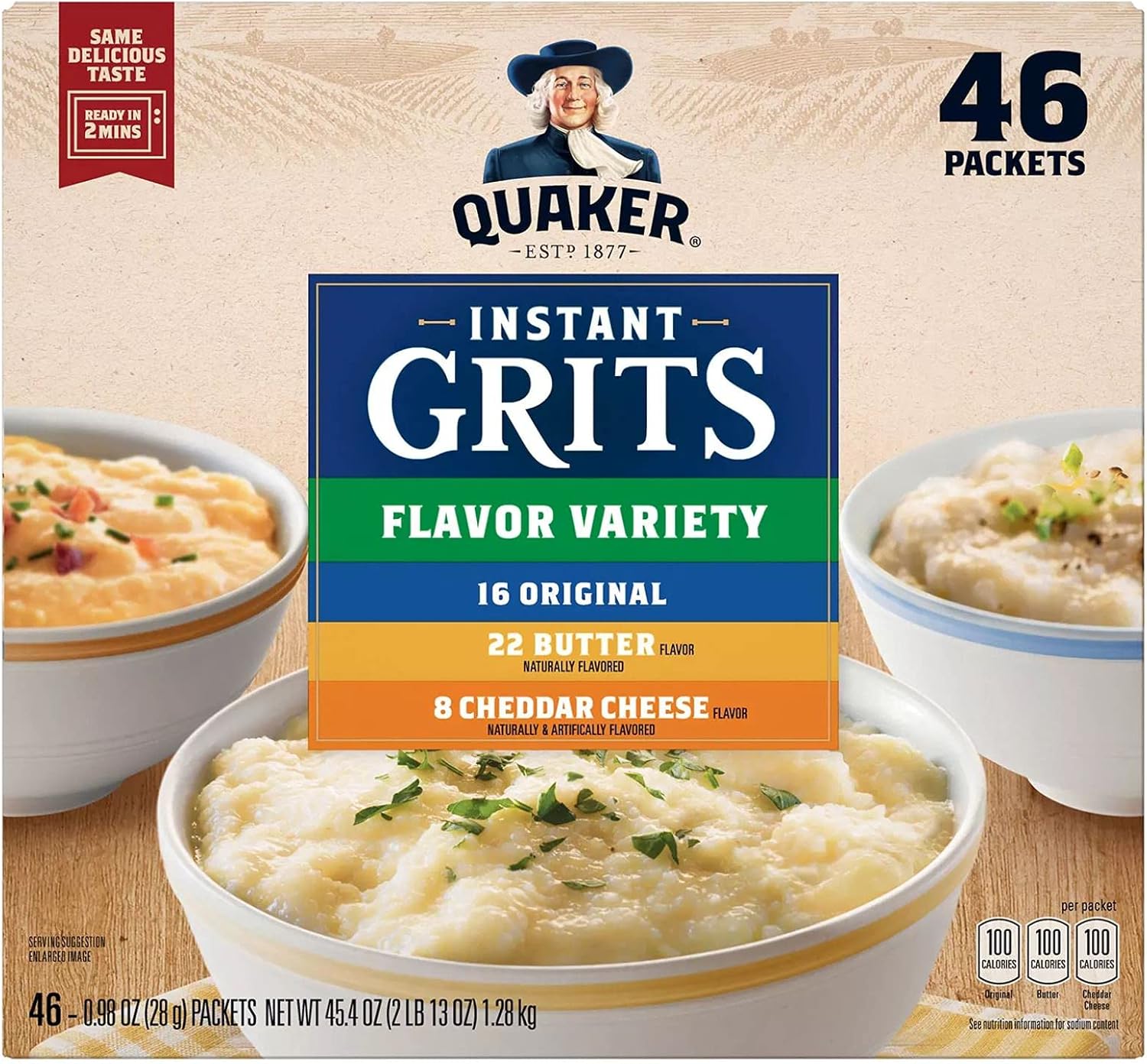 Quaker Instant Grits Flavor Variety 46 Packets 1.28 kg