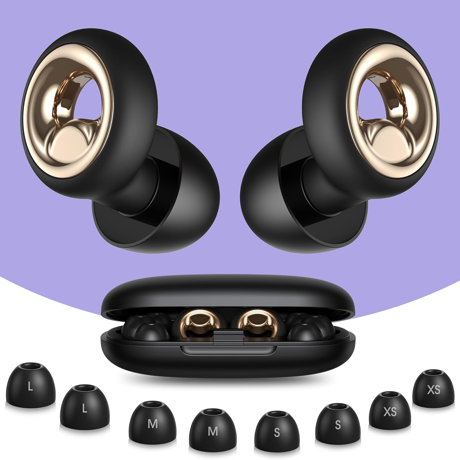 Ear Plugs for Sleeping, 45dB Noise Cancelling Ear Plugs, Reusable Earplugs for Noise Reduction, Snoring, Side Sleepers, Concert Ear Plugs, Airplane Travel, Hearing Protection(Midnight Black)